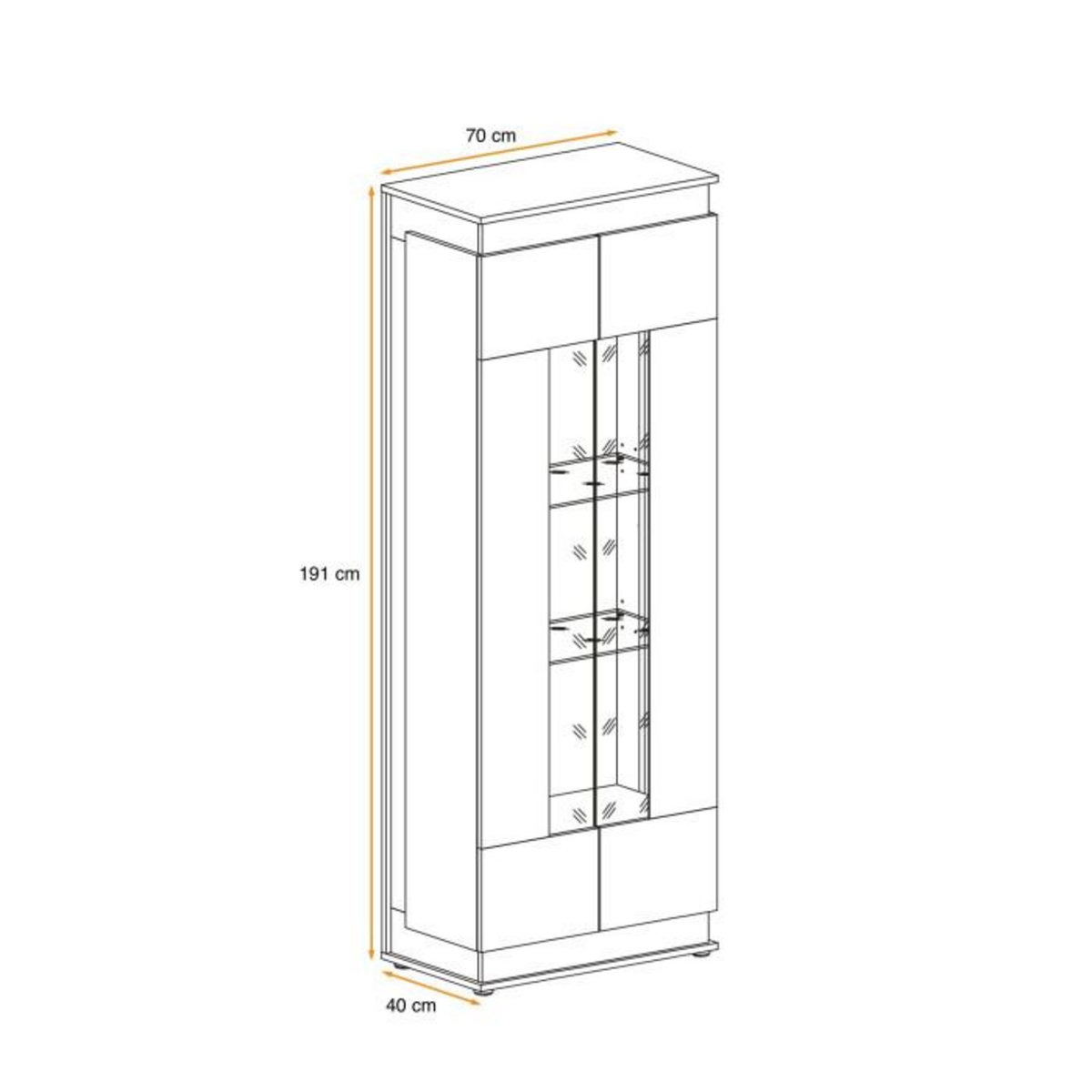 Paris Prix Vitrine à Led 4 Niveaux  Berlin  191cm Gris & Naturel