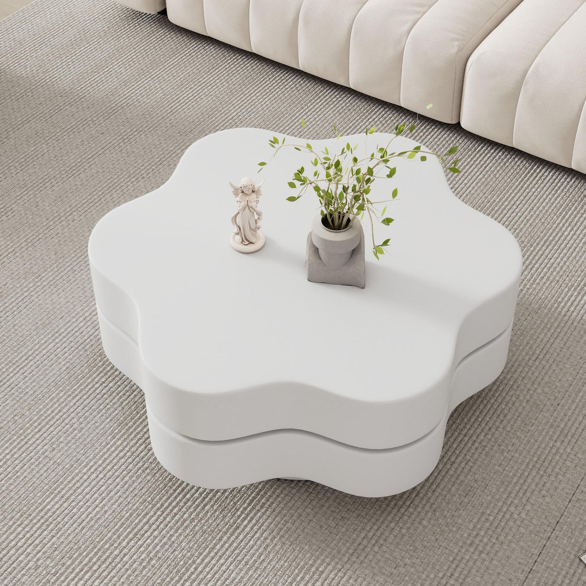 MERAX Table basse pivotante forme atypique blanc - 67,5x74,8 cm panneau de particules