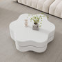 Voir la diapositive 4 : MERAX Table basse pivotante forme atypique blanc - 67,5x74,8 cm panneau de particules