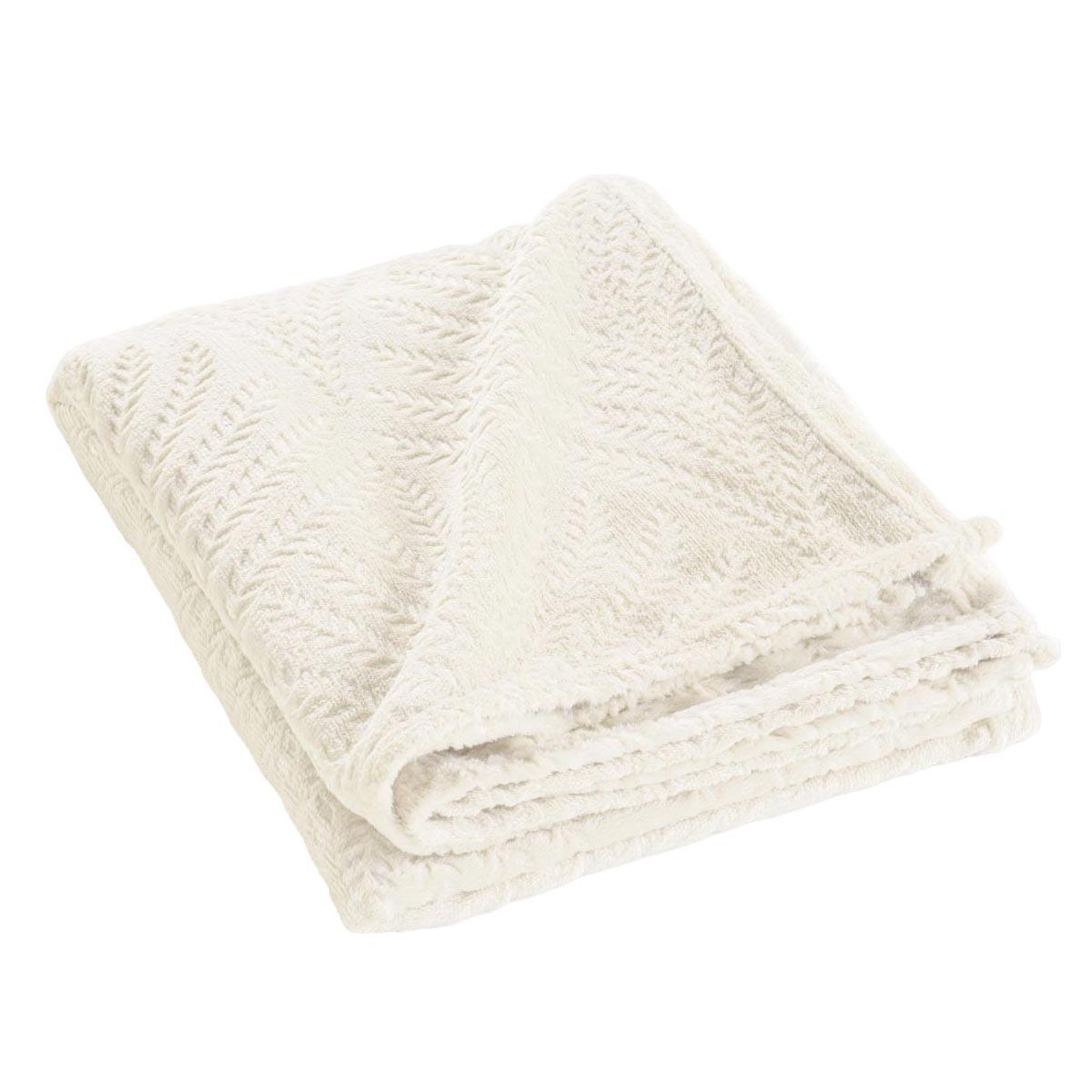 Douceur d'Intérieur Plaid uni en flanelle  nelia  125x150cm naturel