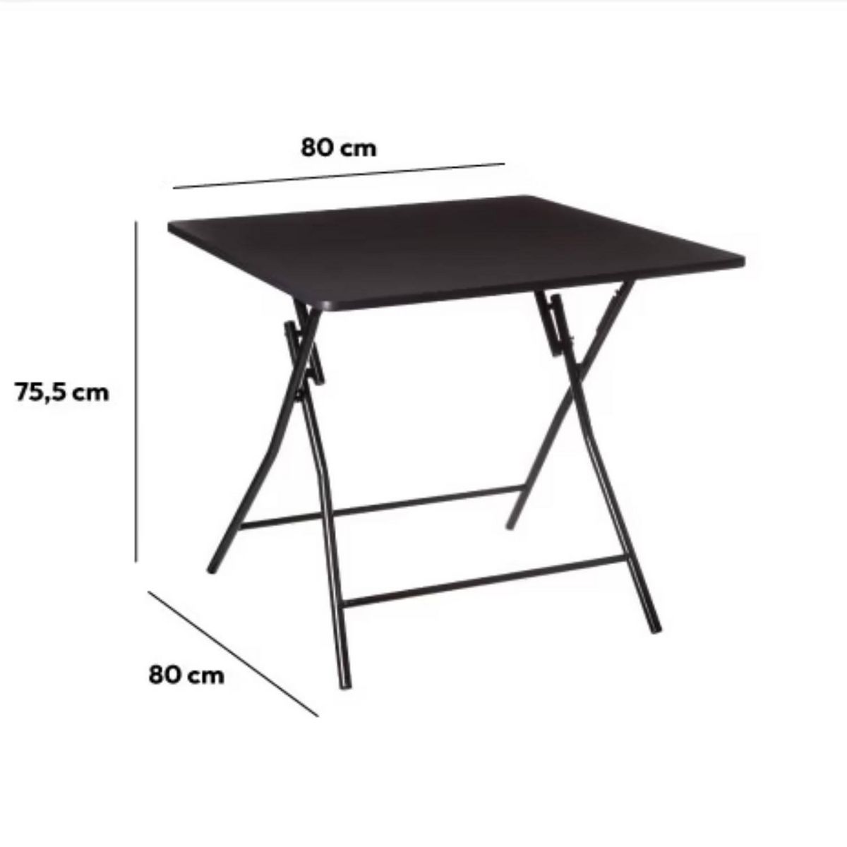 FIVE Table d'appoint pliable en métal pour 4 personnes - Noir
