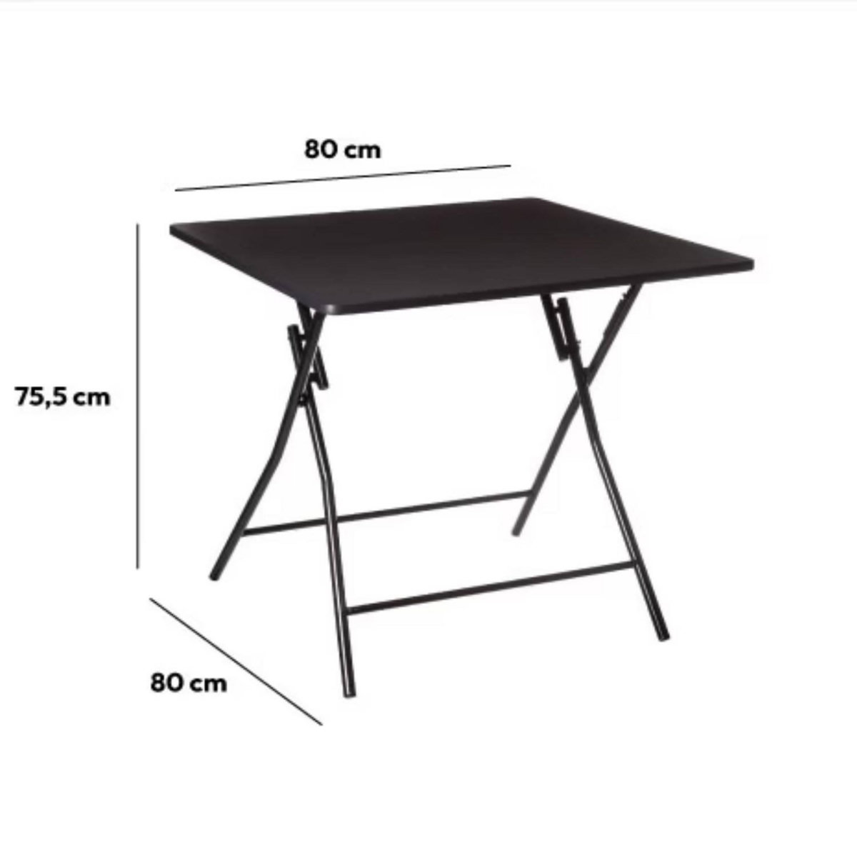 FIVE Table d'appoint pliable en métal pour 4 personnes - Noir