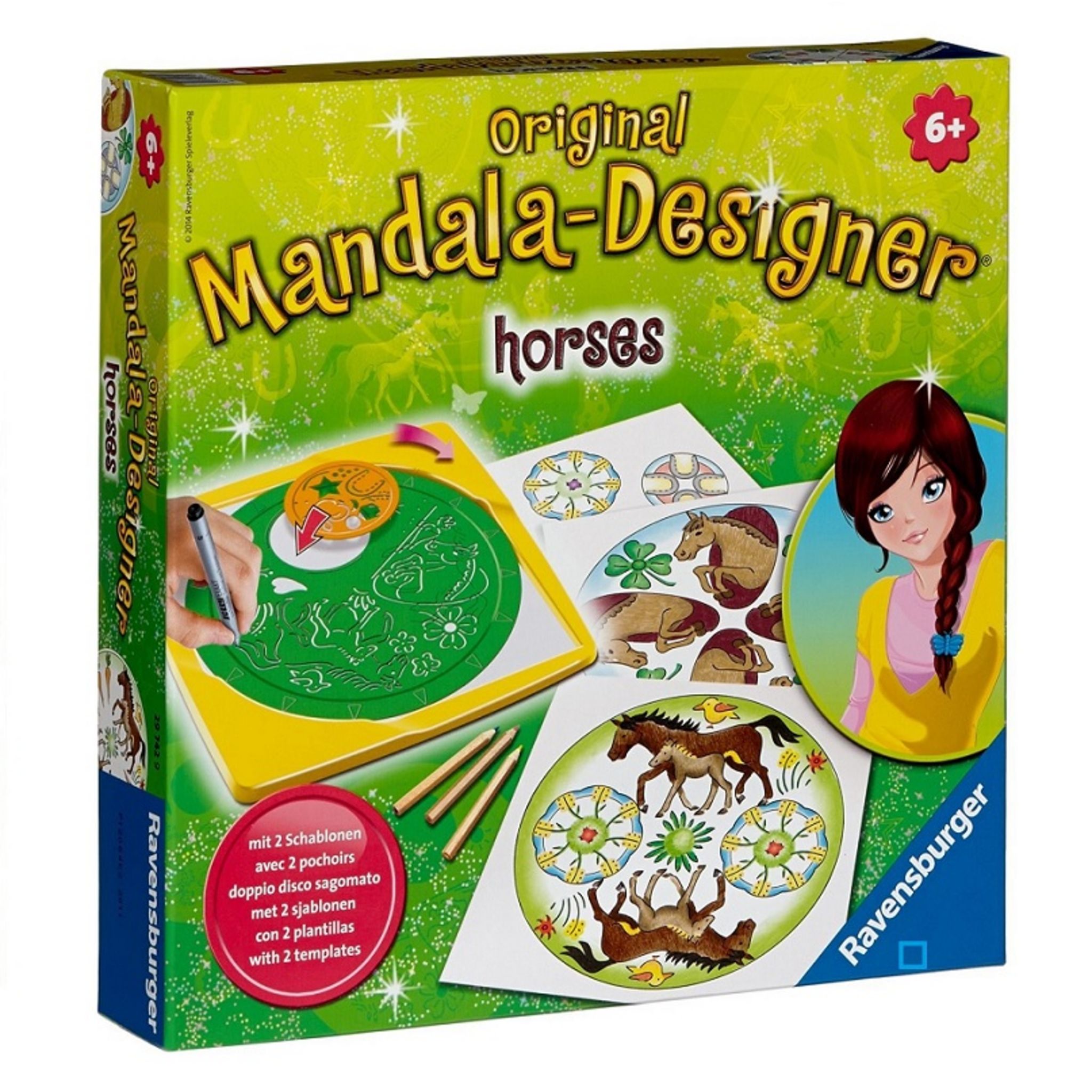 Ravensburger Mandala Designer Midi - Set Creativo Per Bambini 6+ Anni, Stile Boho, Con Stencil E Matite - 3
