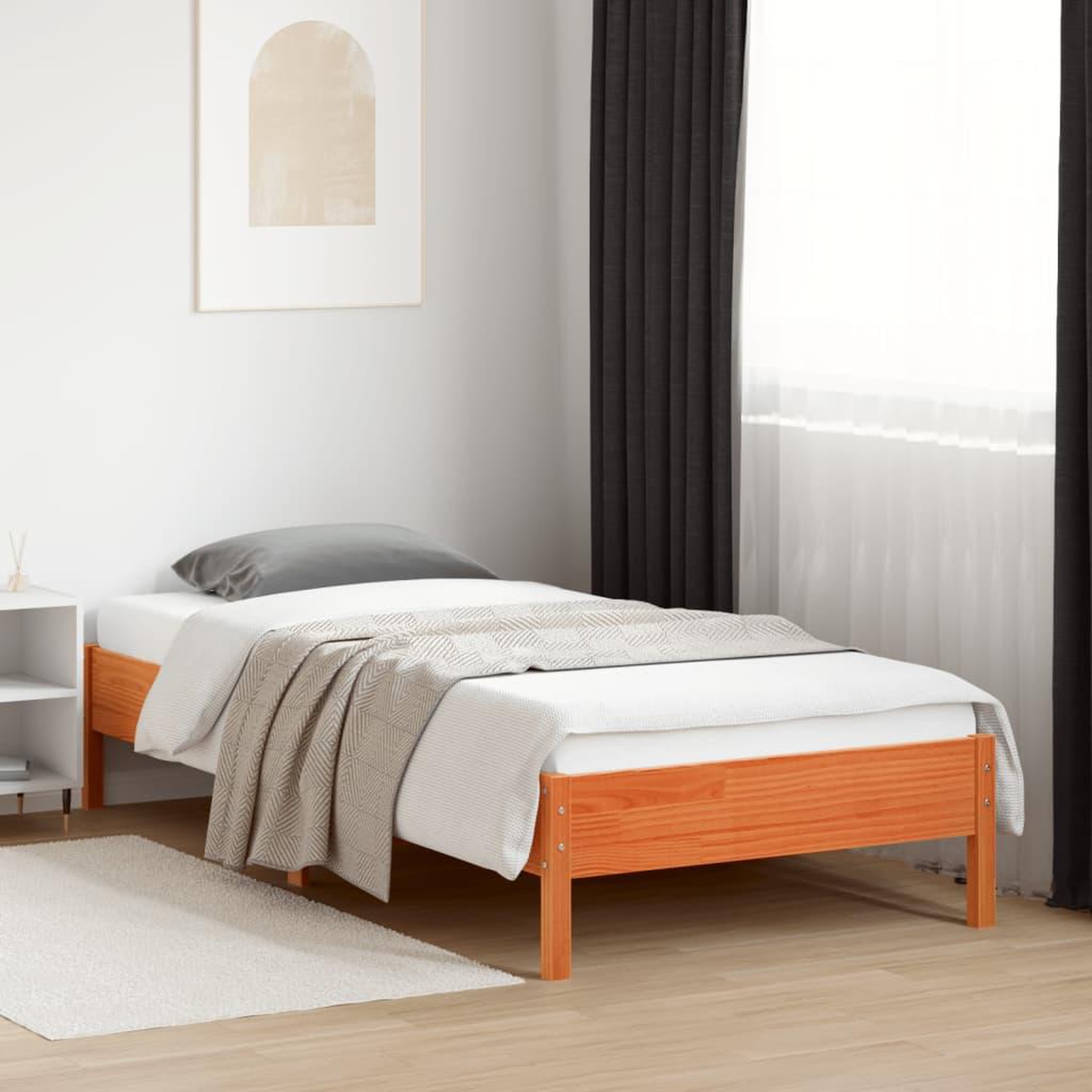 Voir la diapositive 3 : VIDAXL Cadre de lit sans matelas cire marron 90x200 cm bois pin massif