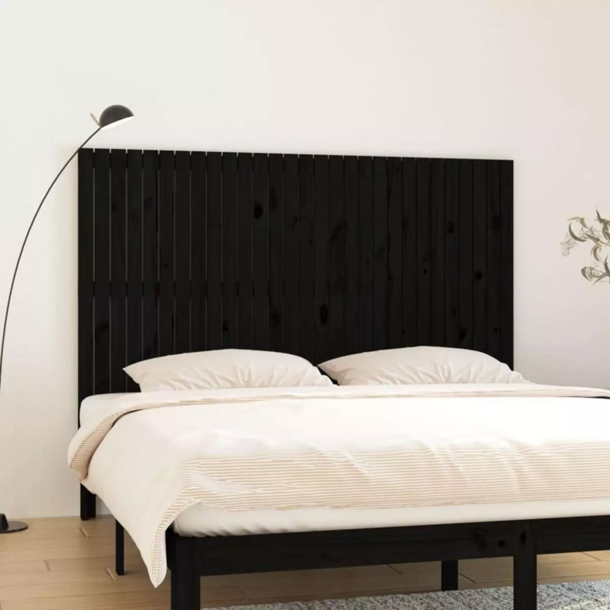 VIDAXL Tete de lit murale Noir 185x3x110 cm Bois massif de pin