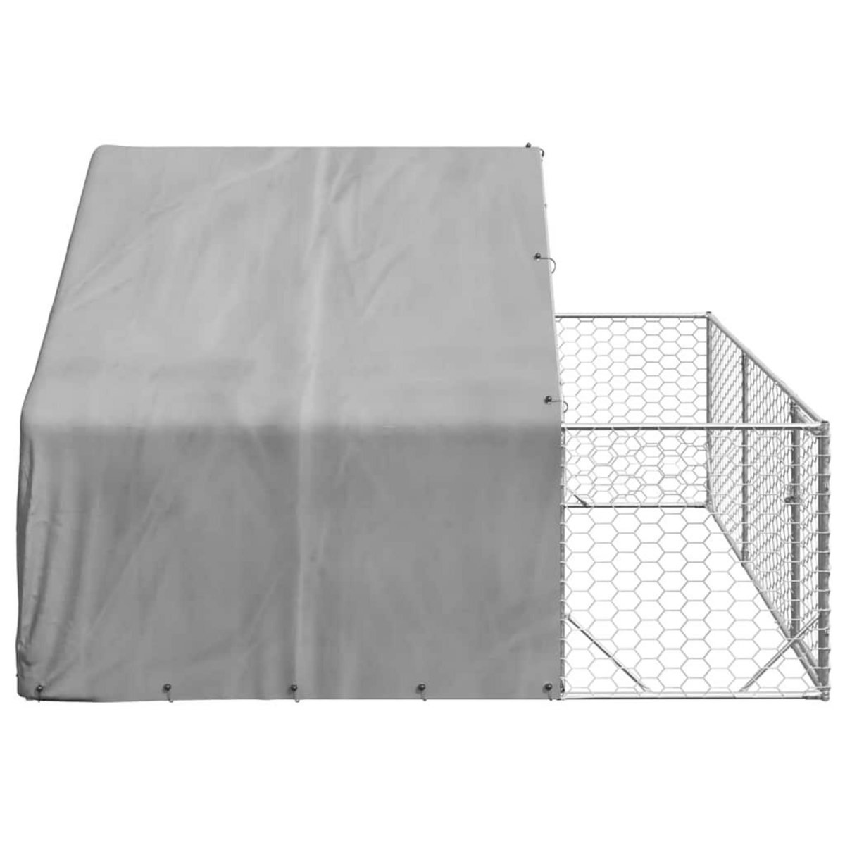 VIDAXL Niche d'exterieur pour chien enclos 3x3x1,9 m acier galvanise