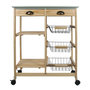 Voir la diapositive 3 : The Home Deco Factory Desserte à roulettes en Bois de Pin et Acier - L. 81 x H. 67 cm - Marron et Gris