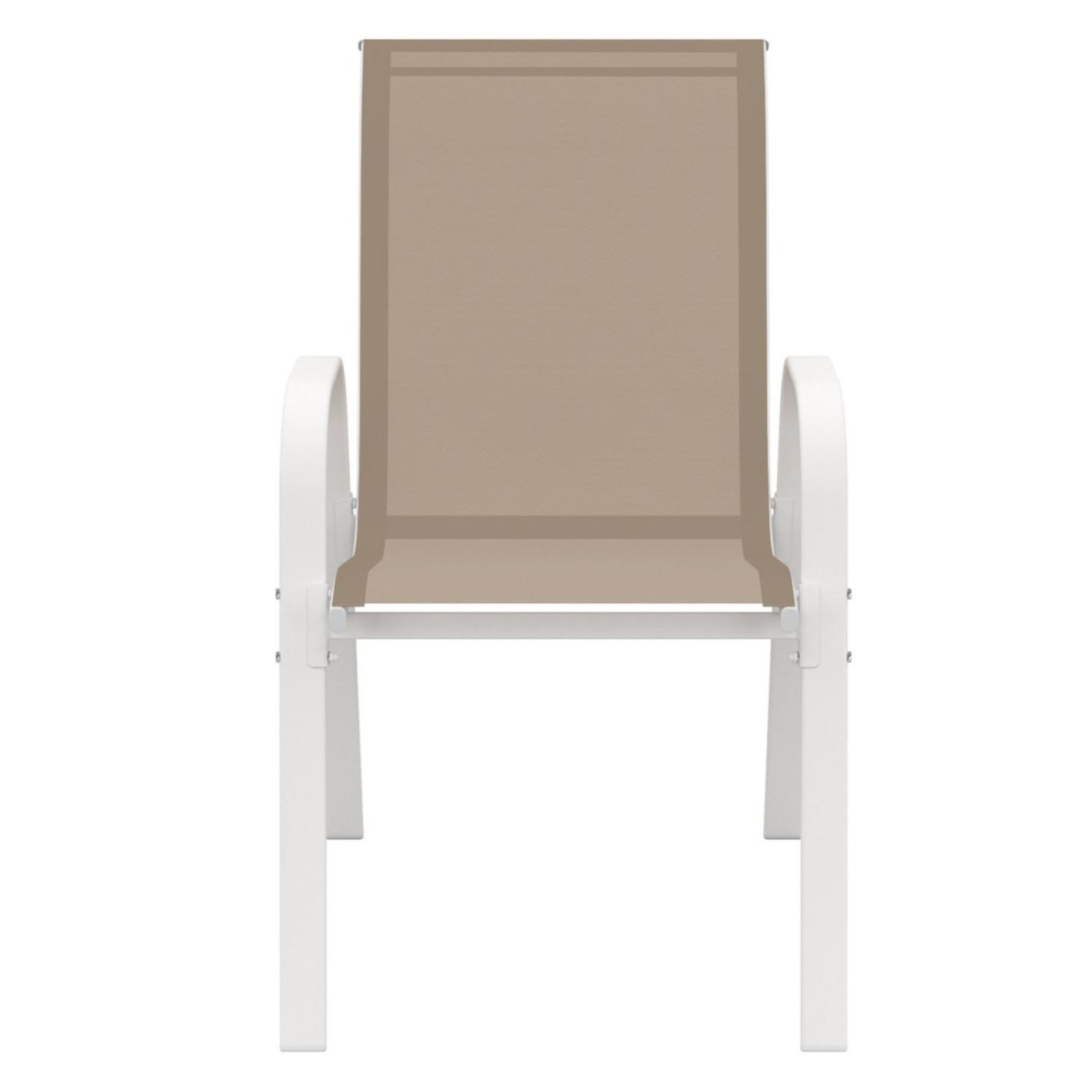 Voir la diapositive 3 : ID MARKET Lot de 4 chaises de jardin lyma métal et textilène empilables blanc et beige taupe