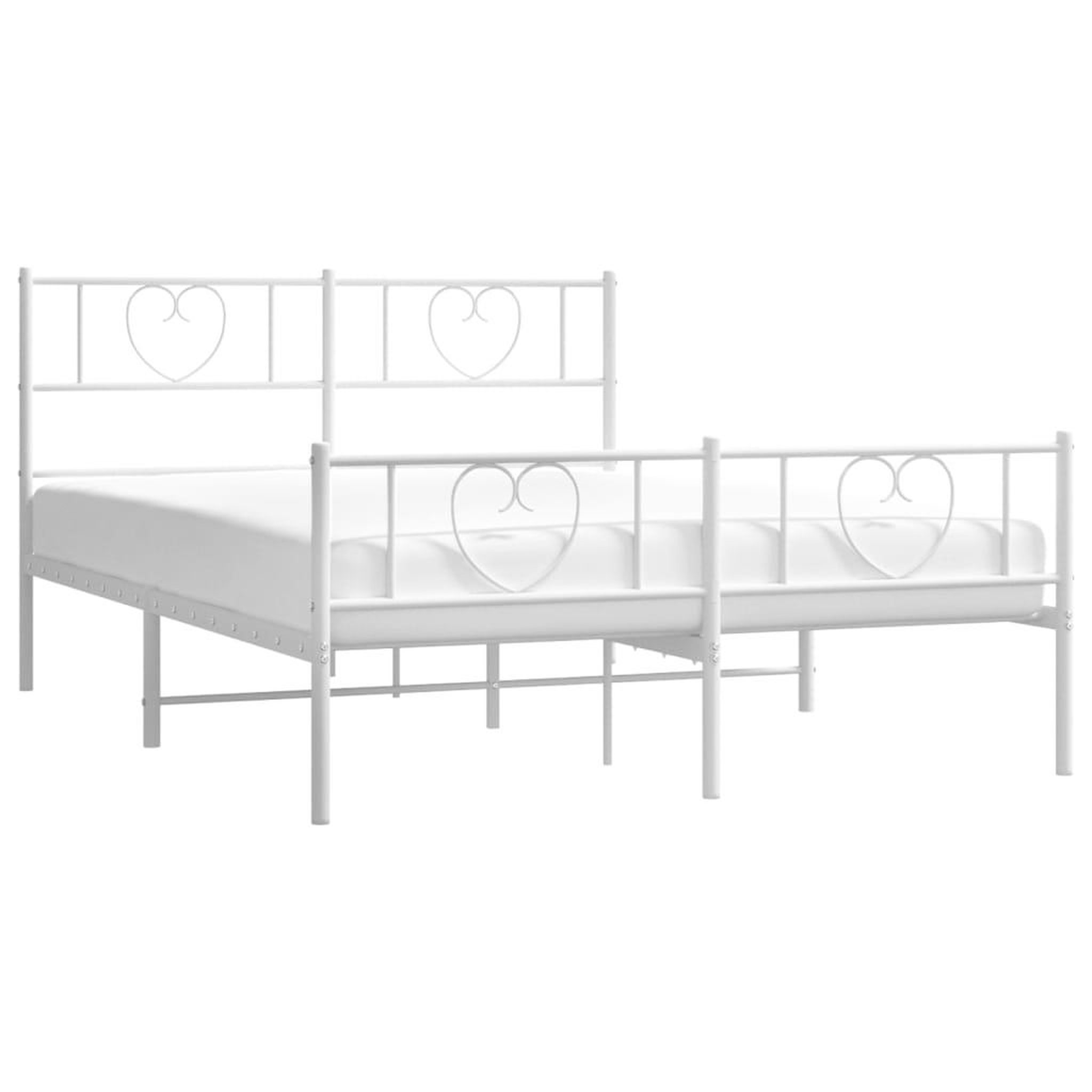 Voir la diapositive 3 : VIDAXL Cadre de lit metal sans matelas et pied de lit blanc 140x190 cm