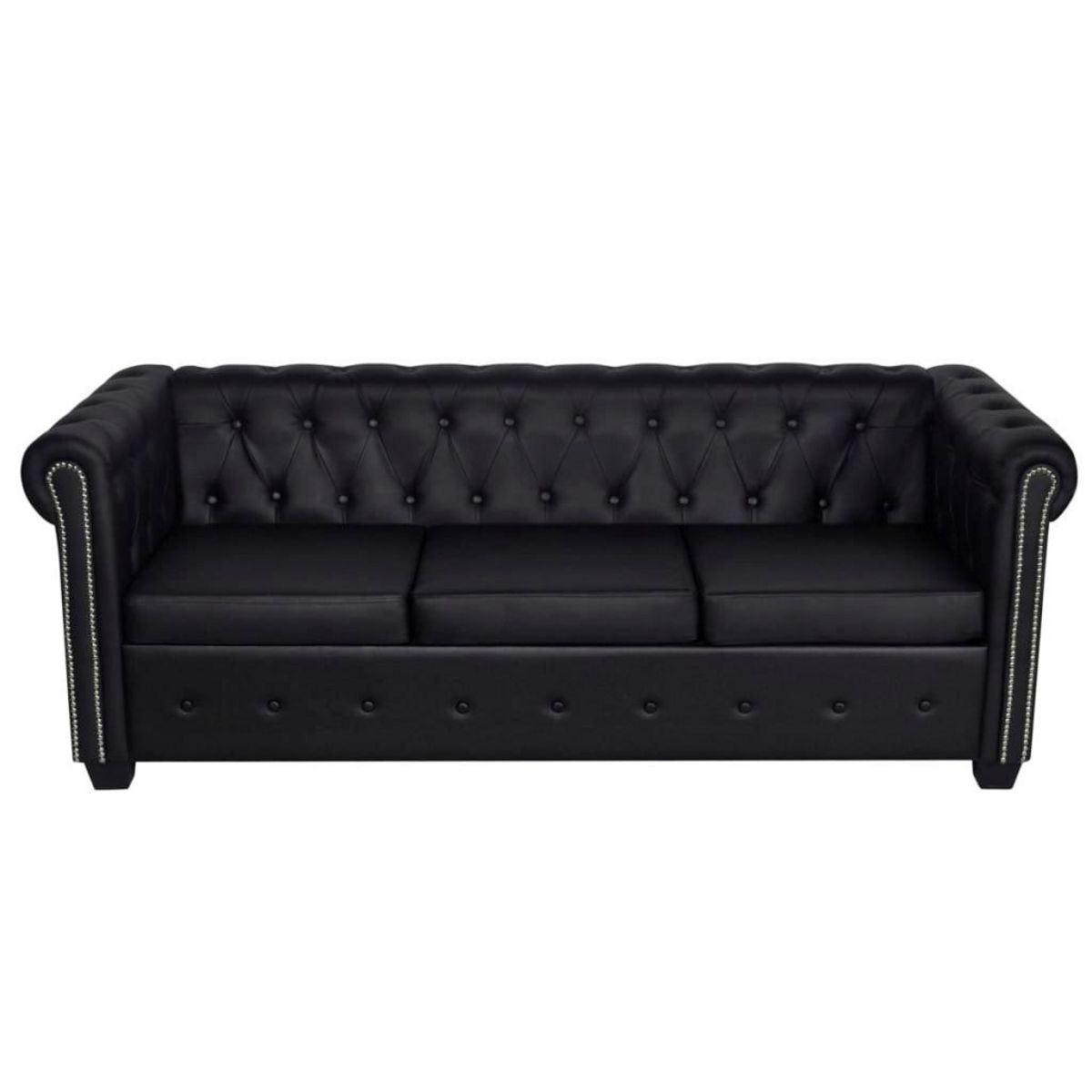 VIDAXL Canape Chesterfield a 2 places et a 3 places noir