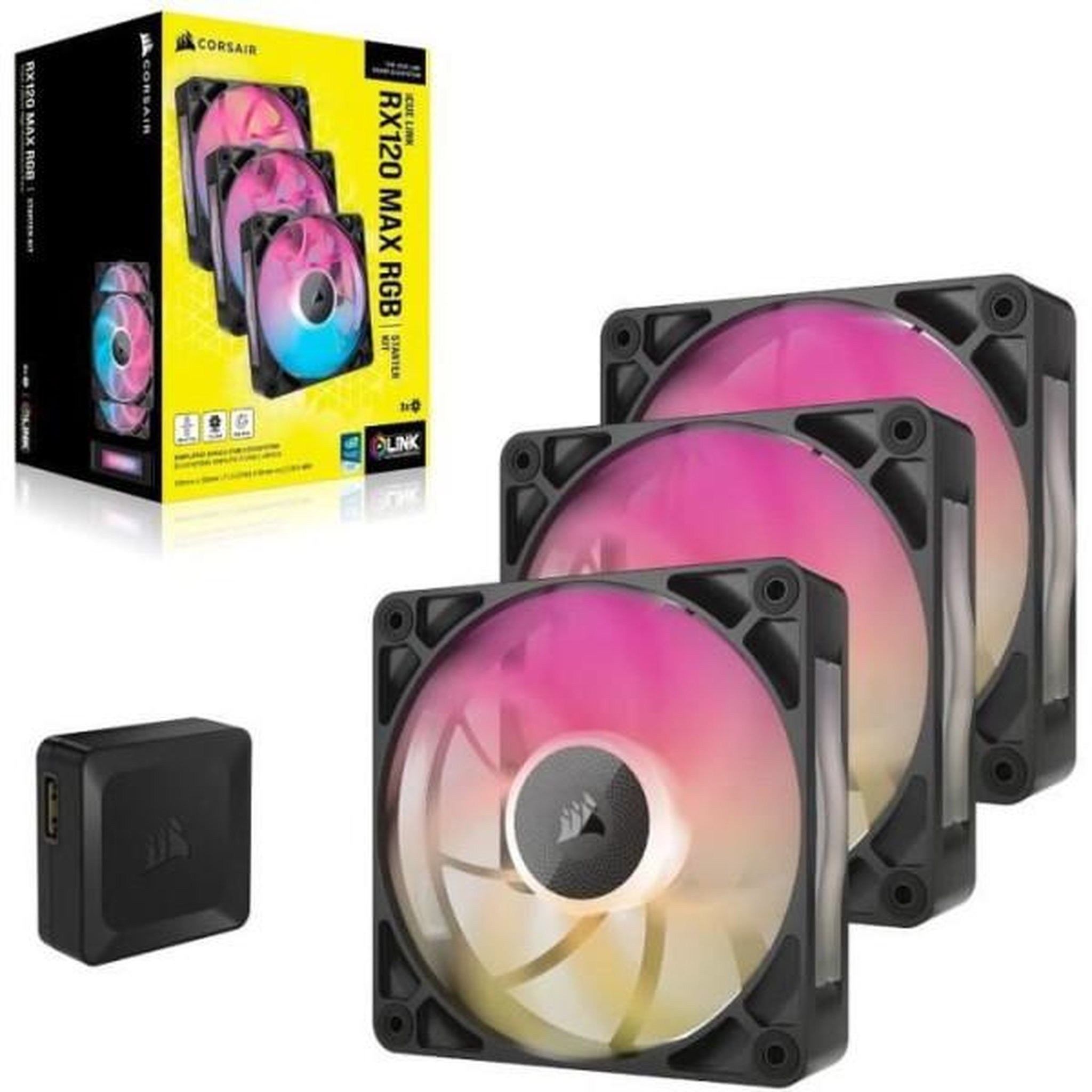 Voir la diapositive 4 : Corsair Kit de ventilateurs CORSAIR iCUE Link RX120 MAX RGB - 3 ventilateurs 120 mm