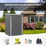 Voir la diapositive 4 : OUTSUNNY Abri de jardin - remise pour outils - cabanon porte verrouillable - dim. 1L x 1,03l x 1,6H m - tôle d'acier ondulée gris