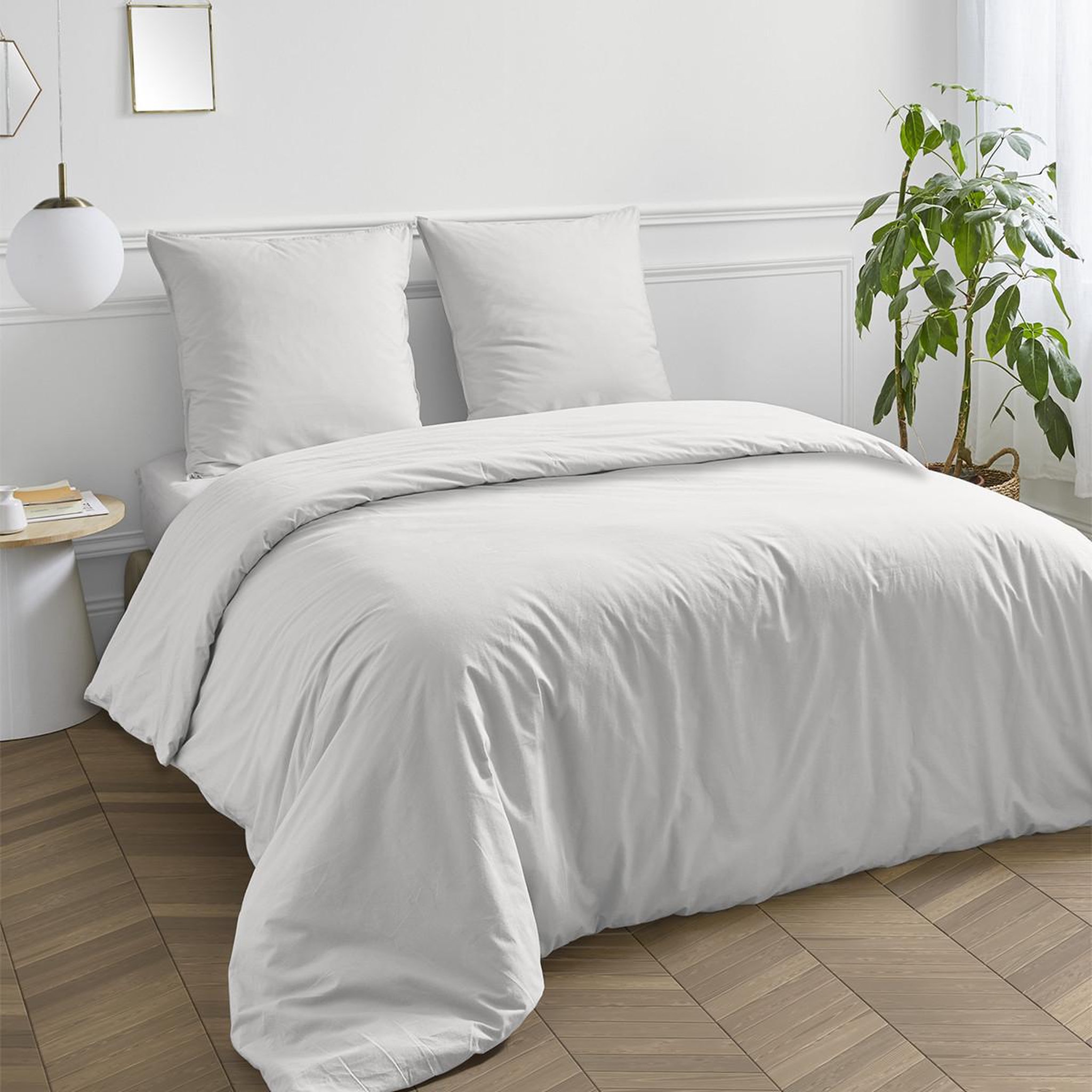 Voir la diapositive 2 : FUTURE HOME Taie d'oreiller en coton 57 fils unie