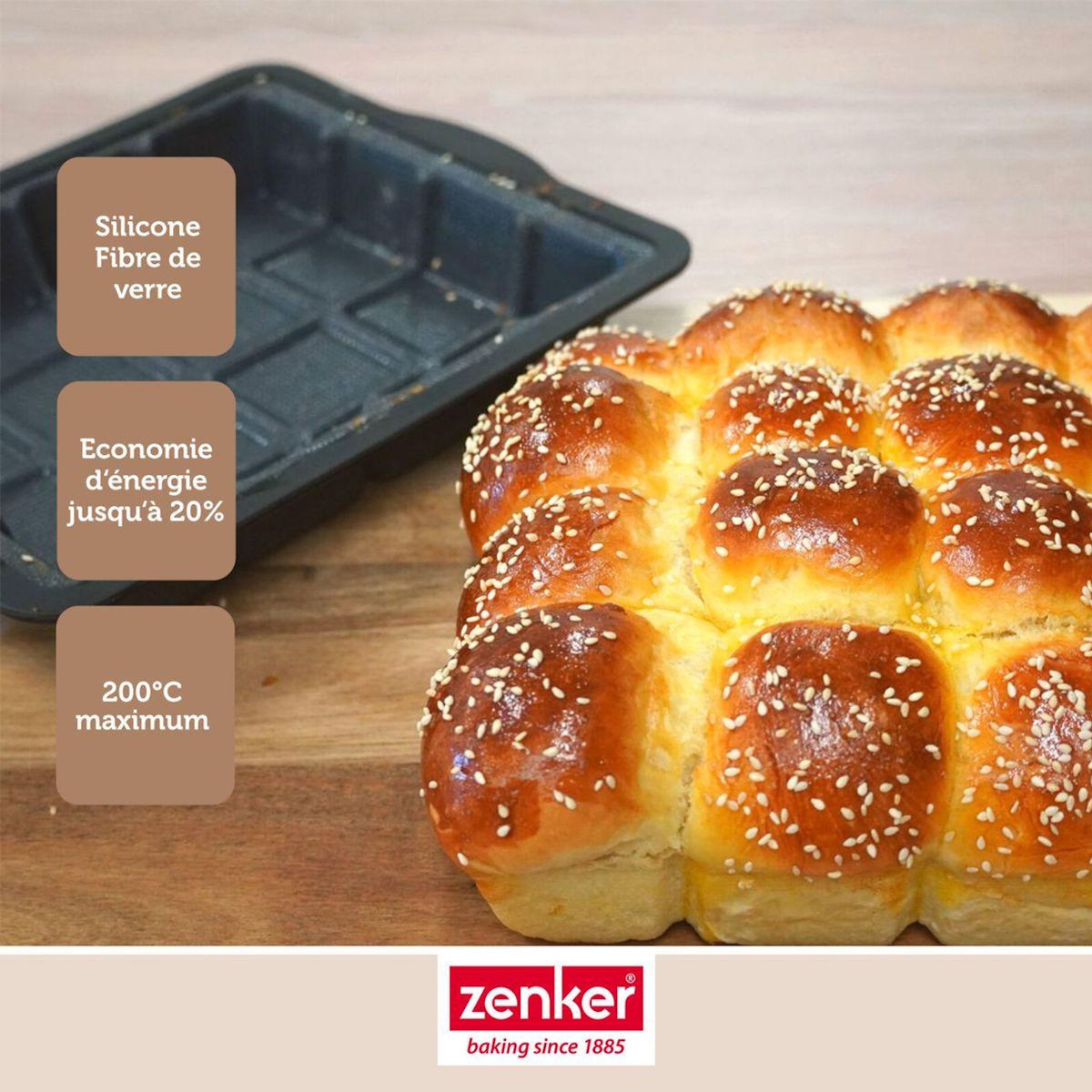 ZENKER Ensemble comprenant 1 moule à gâteau en fibre de verre Zenker, 2 bols à mixer en inox Fackelmann