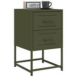 VIDAXL Tables de chevet 2 pcs vert olive 36x39x60,5 cm acier