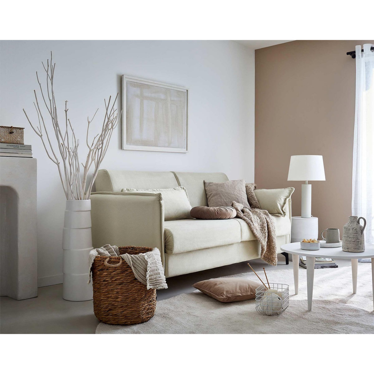 LISA DESIGN Agate - canapé 3 places convertible - couchage quotidien - matelas 14 cm - en velours