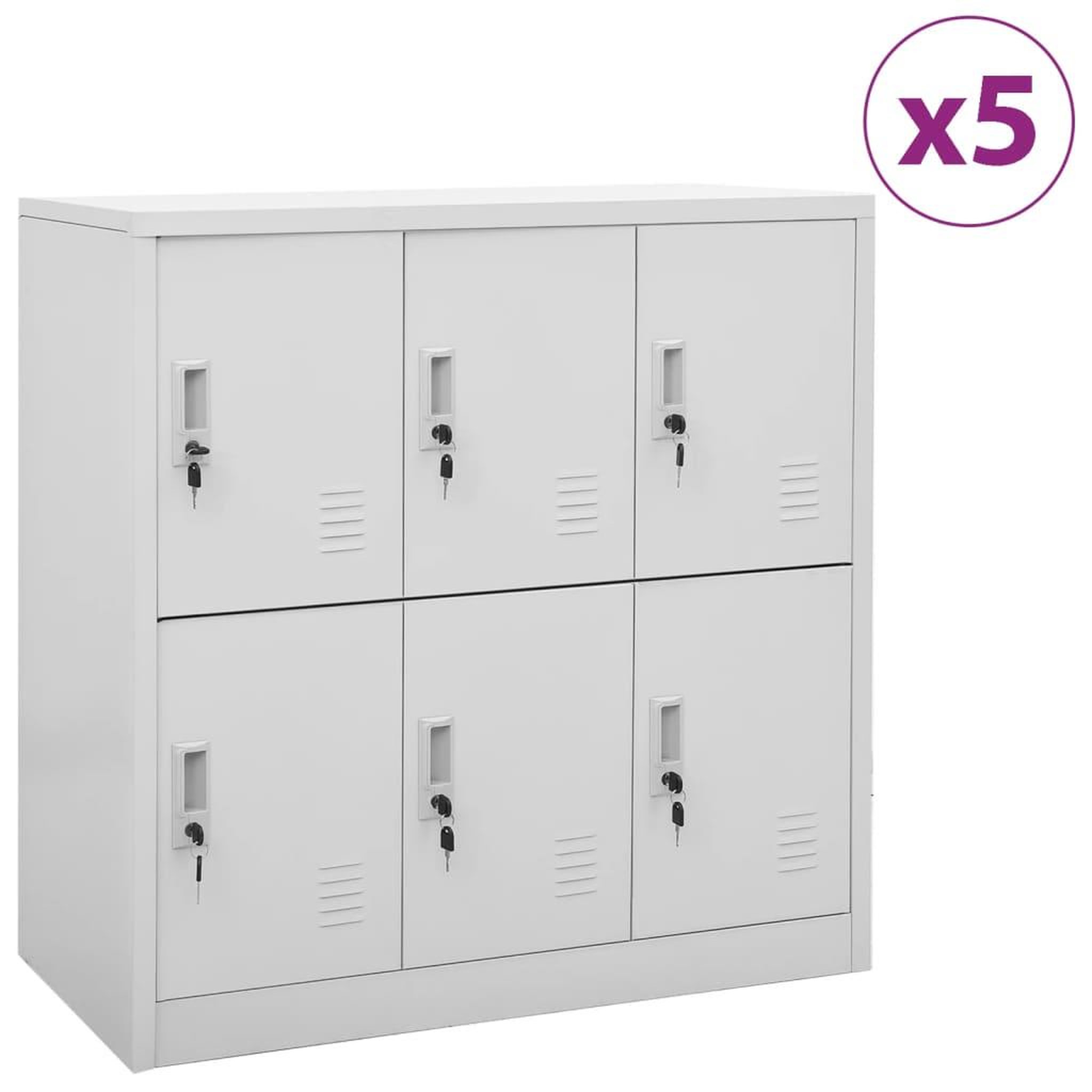 VIDAXL Armoires a casiers 5 pcs Gris clair 90x45x92,5 cm Acier