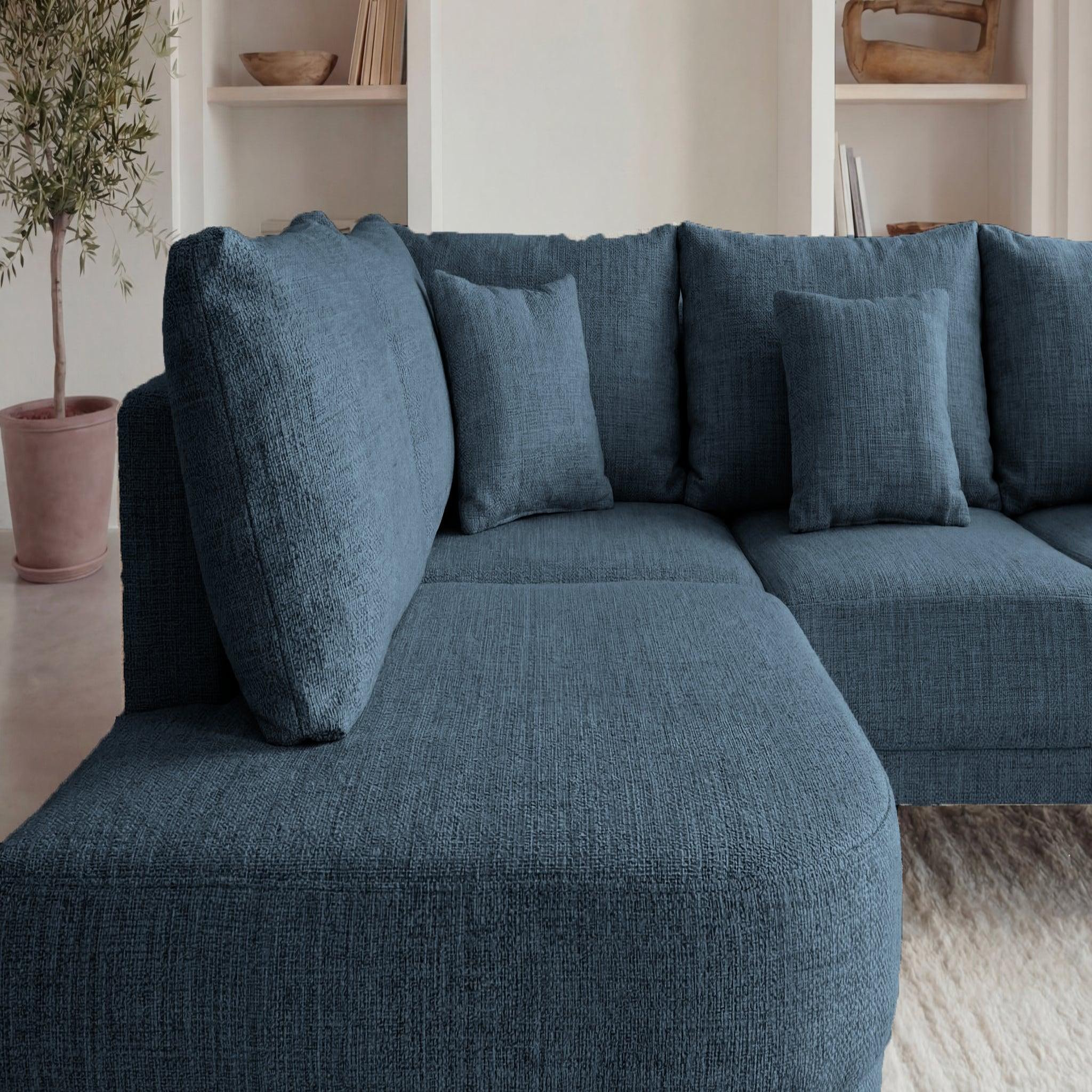 Voir la diapositive 3 : CASANOVA PARIS Bianca - canapé d'angle tissu chenille 4 places