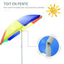 Voir la diapositive 5 : HOMCOM Parasol inclinable rond Ø 160 cm mât démontable métal polyester haute densité multicolore
