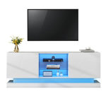 MERAX Meuble tv blanc 160 cm panneau de particules