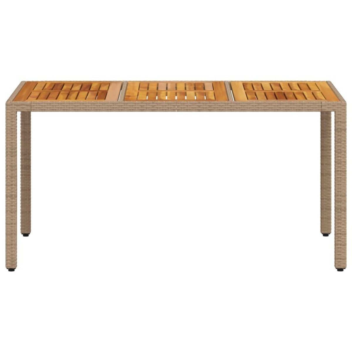 VIDAXL Table de jardin beige 150x90x75 cm resine tressee bois d'acacia