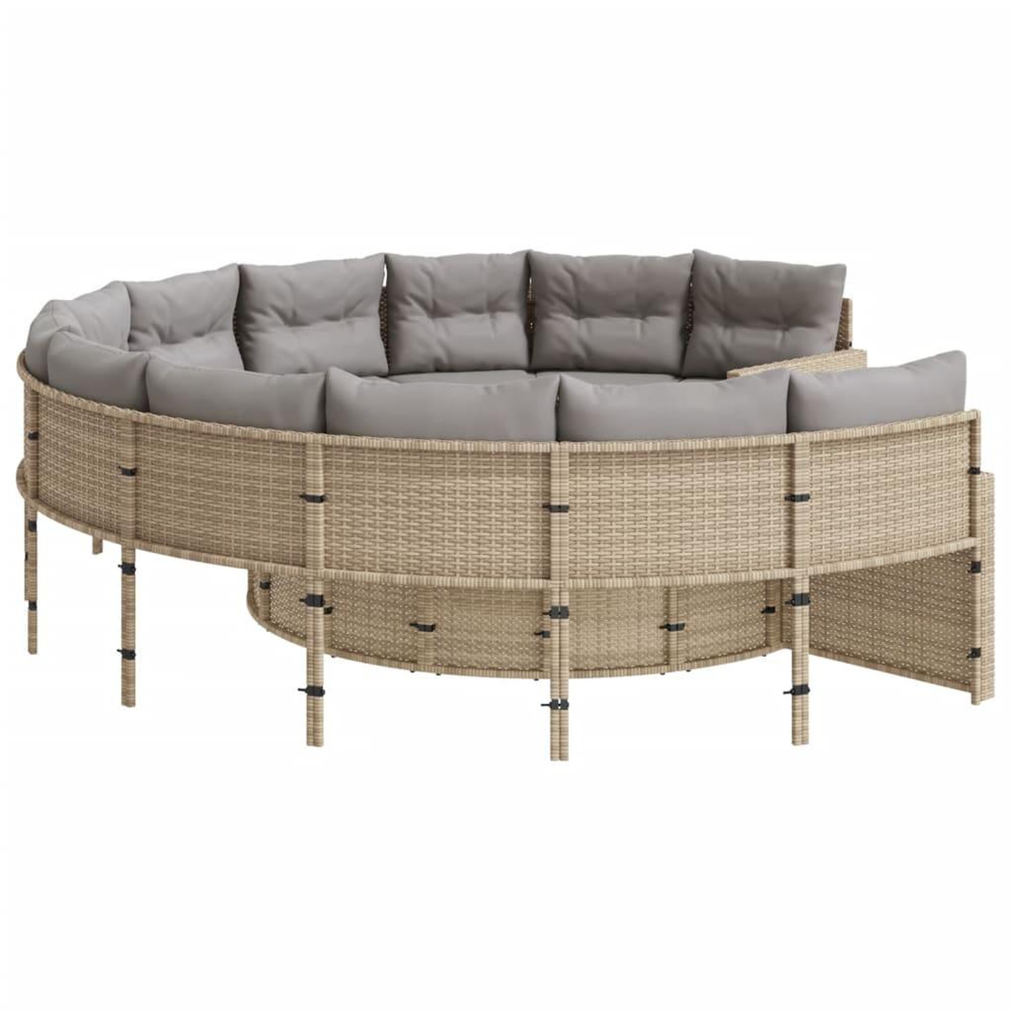 Voir la diapositive 5 : VIDAXL Canape de jardin avec table coussins rond beige resine tressee