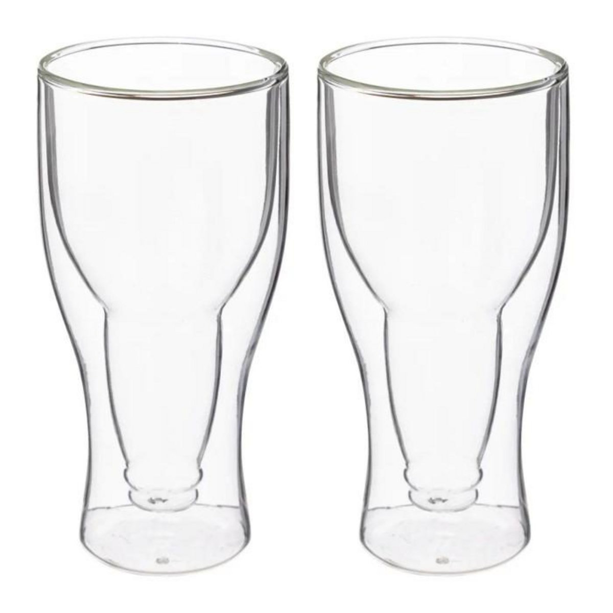 SECRET DE GOURMET Lot de 2 Verres à Bière  Double Paroi  35cl Transparent