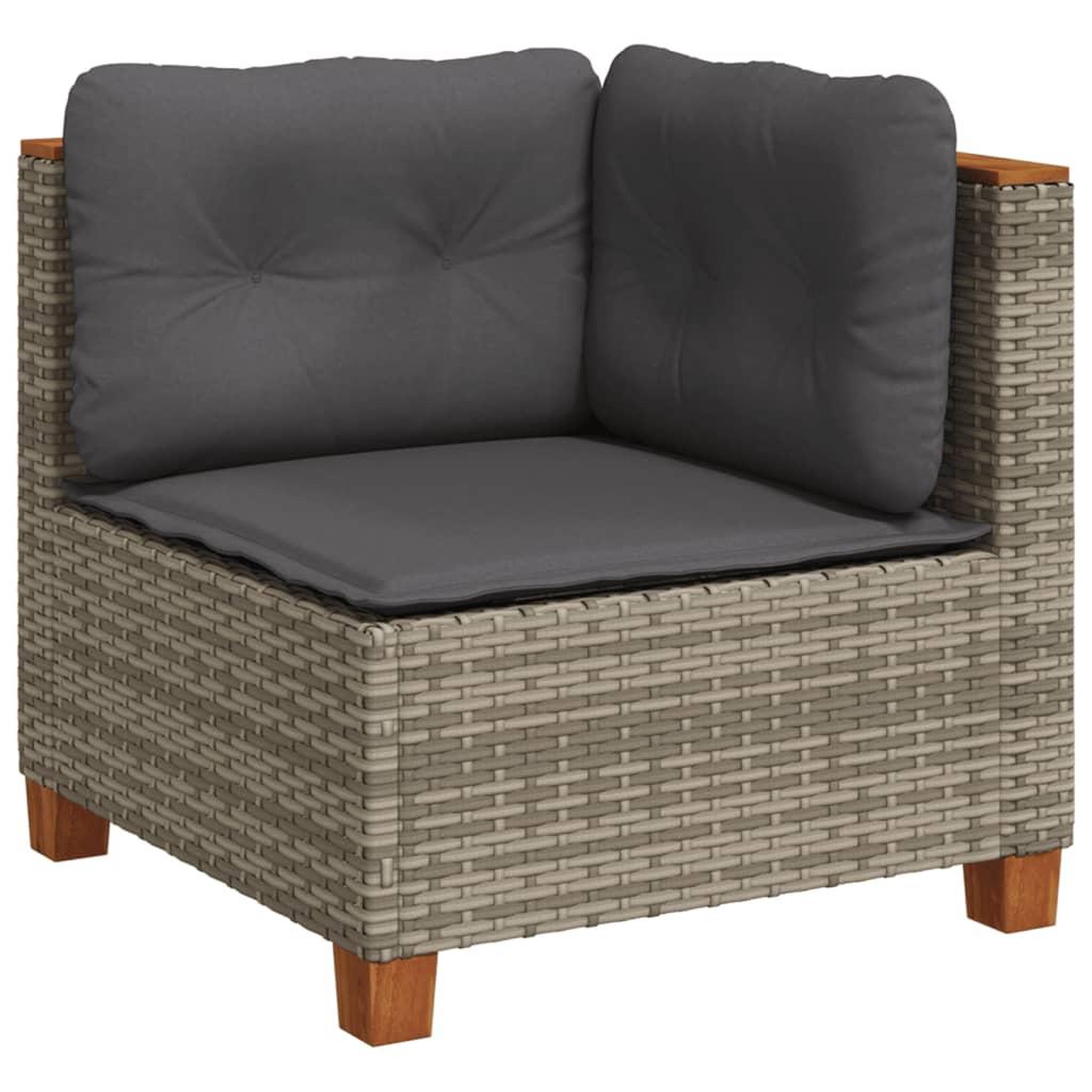 Voir la diapositive 2 : VIDAXL Canape d'angle de jardin avec coussins gris resine tressee