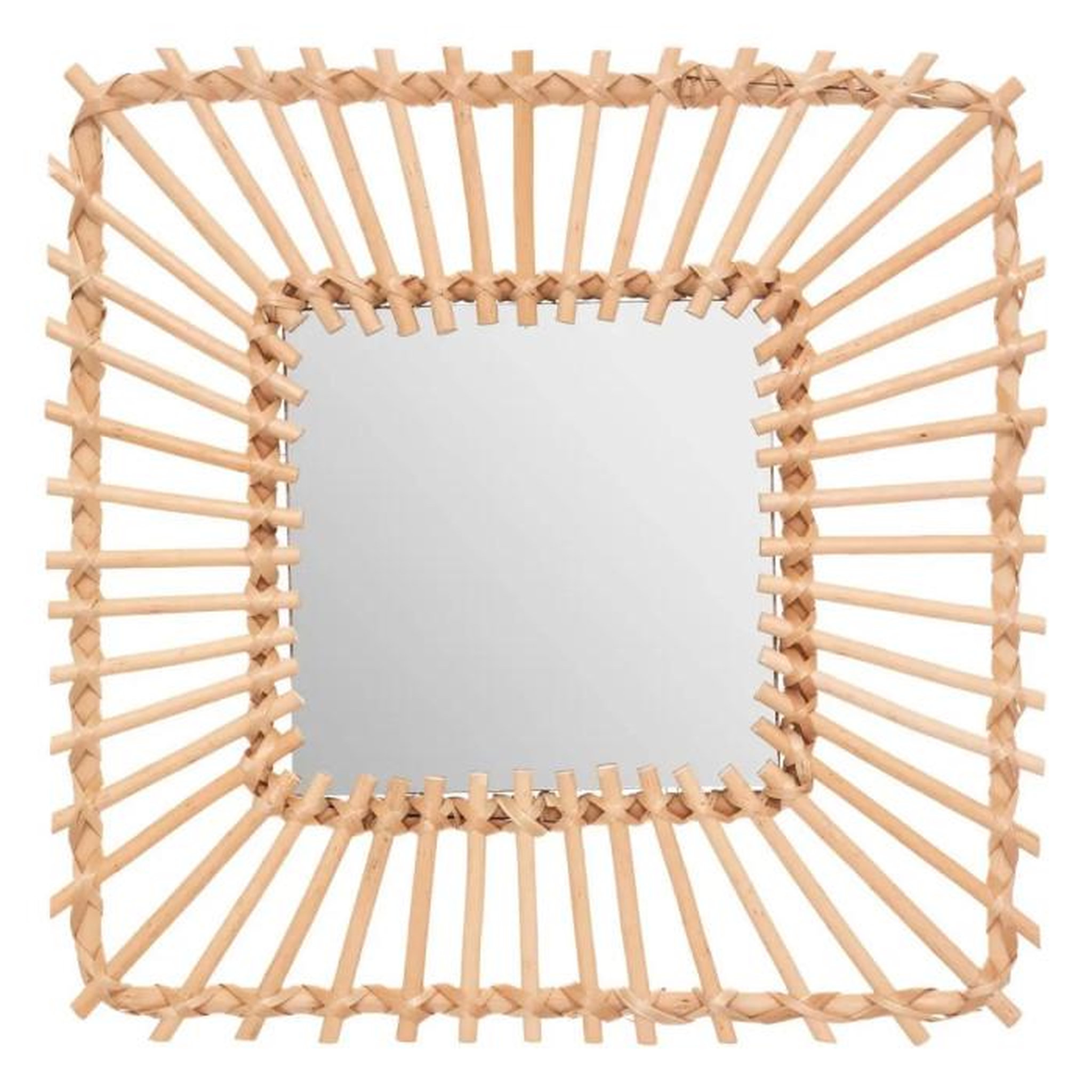 ATMOSPHERA Miroir Mural Design  Rotin Carré  40cm Beige