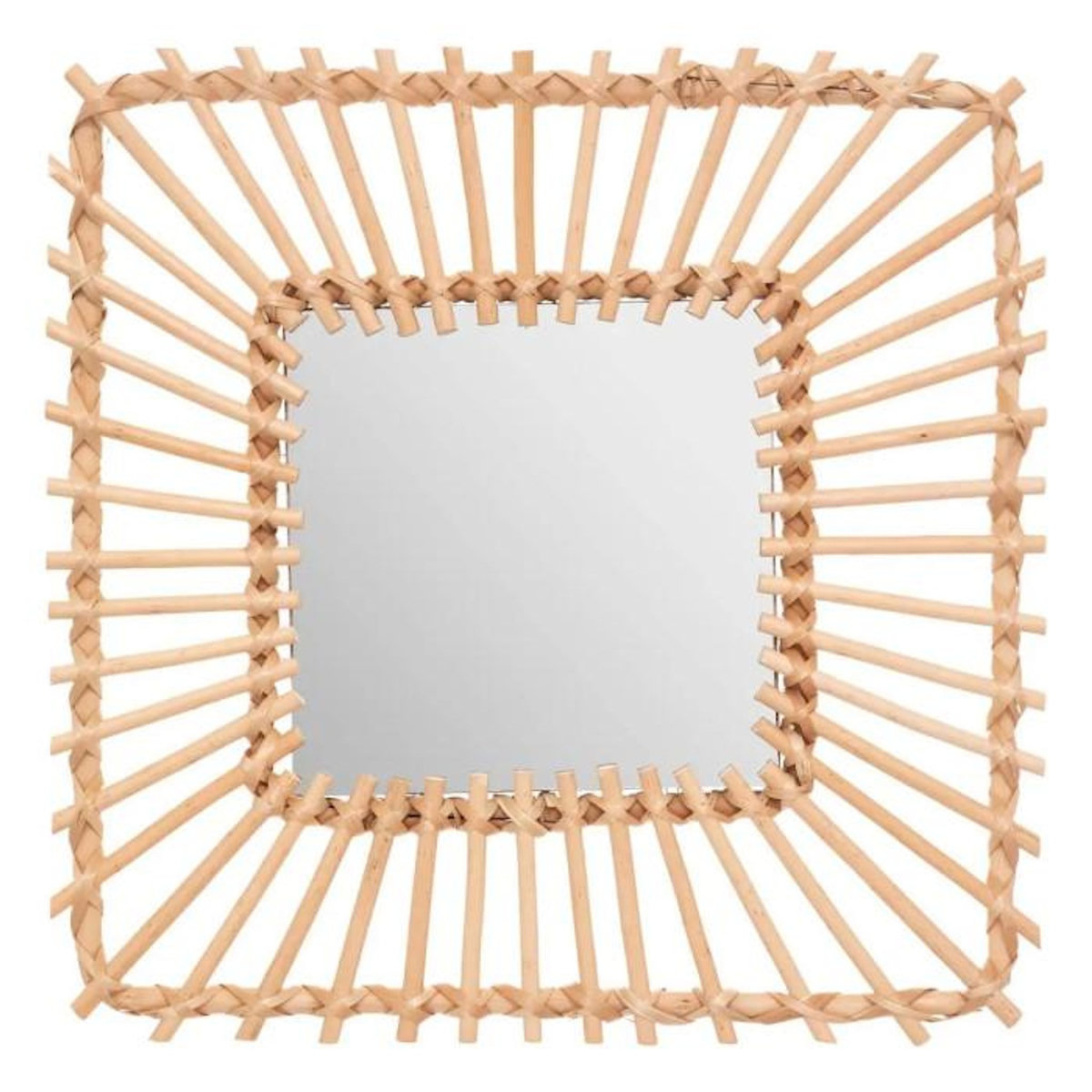 ATMOSPHERA Miroir Mural Design  Rotin Carré  40cm Beige