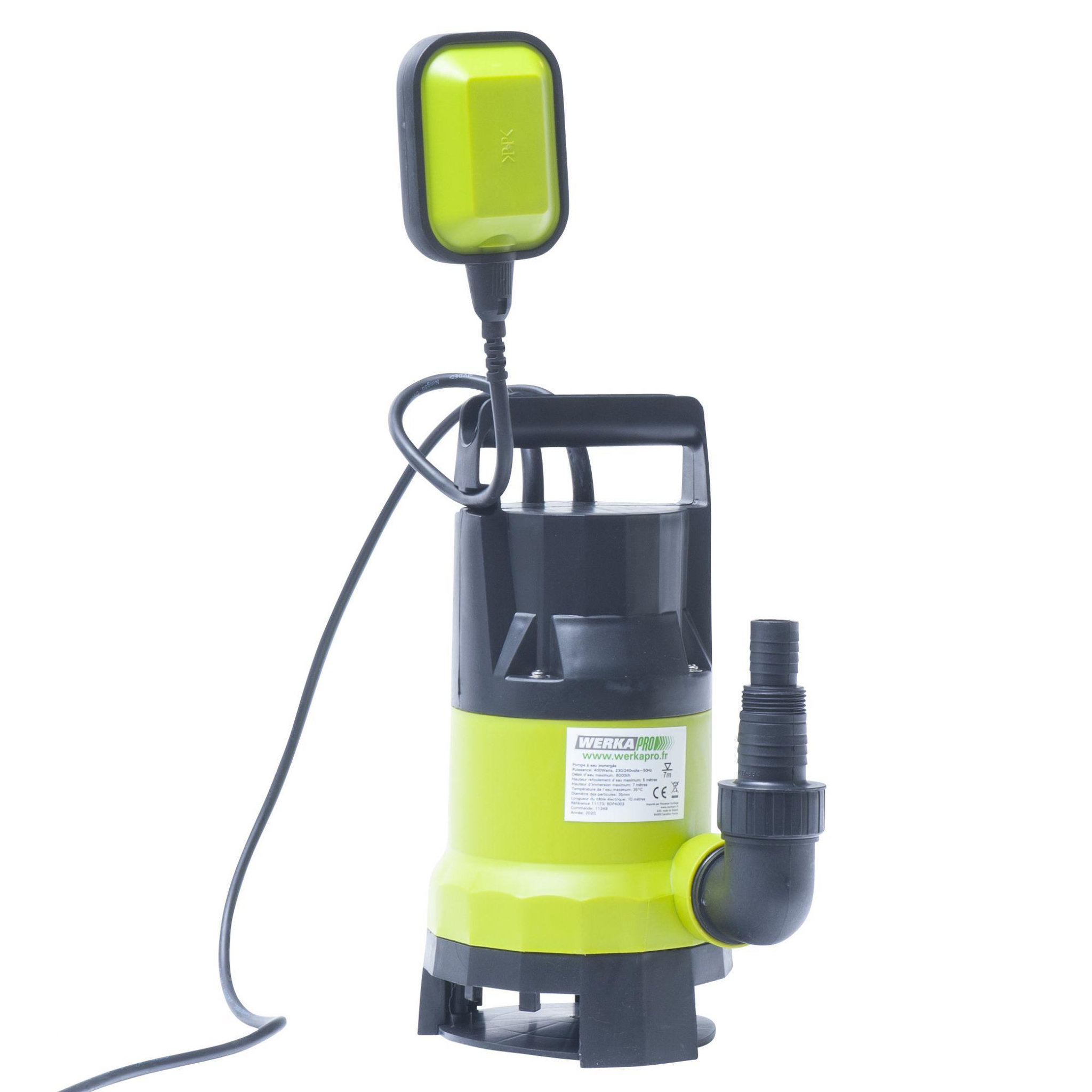 Voir la diapositive 5 : WERKAPRO Pompe immergée tous usages werka pro  400w  avec flotteur