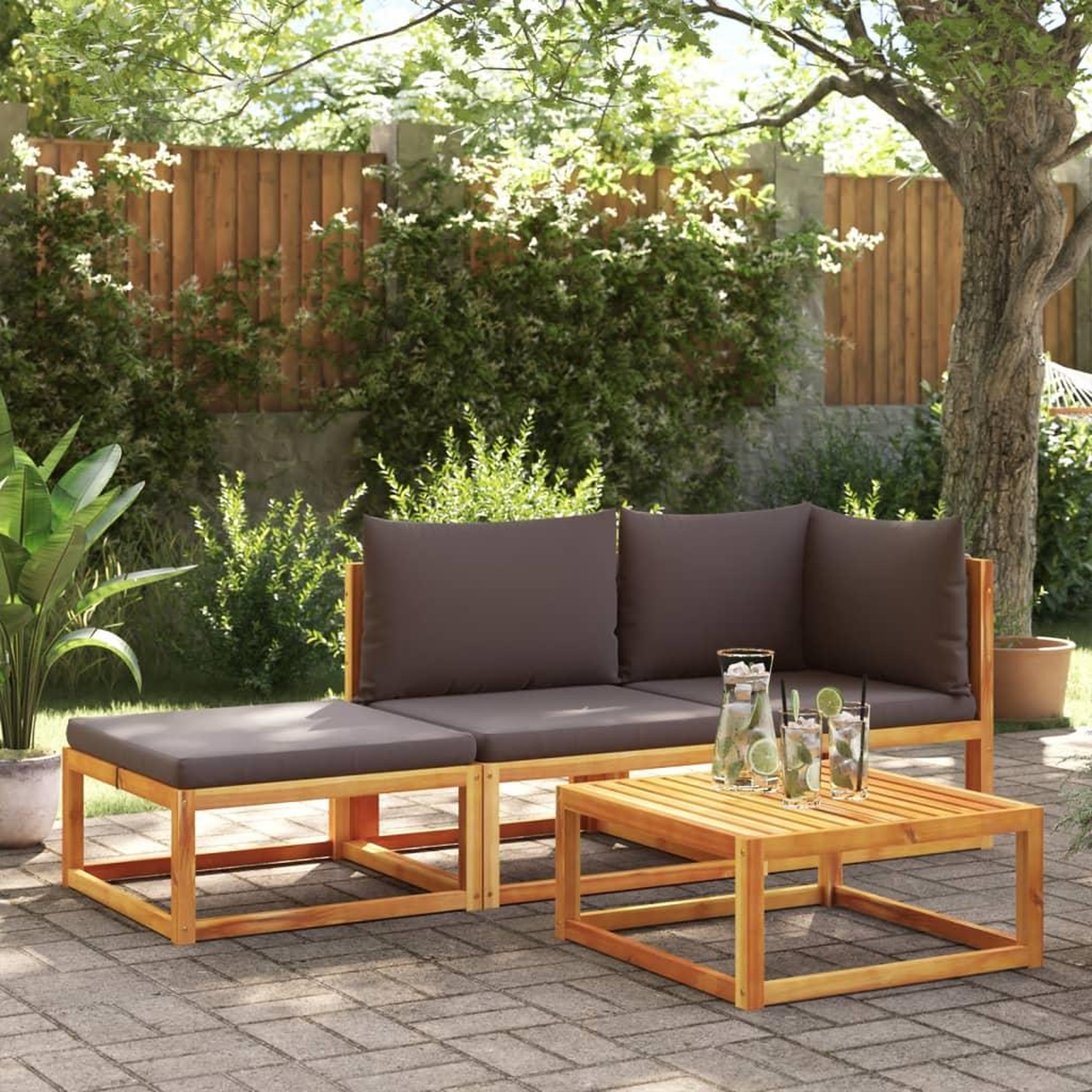 Voir la diapositive 3 : VIDAXL Canape de jardin avec coussins 2 places bois massif d'acacia