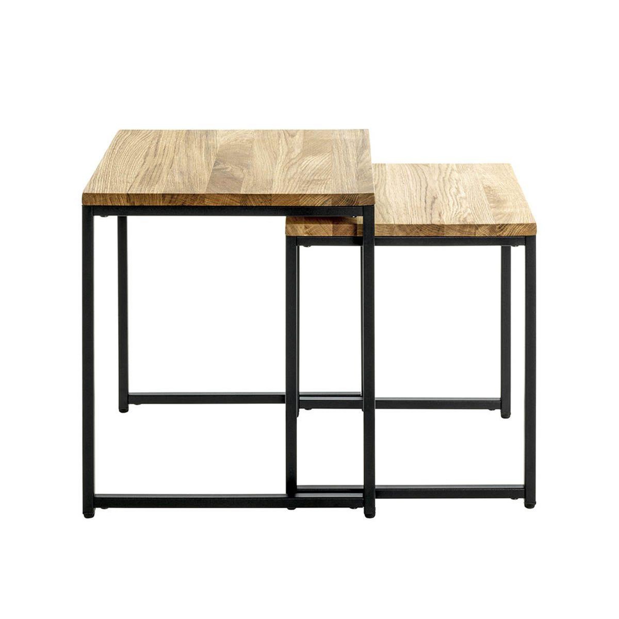 Voir la diapositive 2 : Paris Prix Lot de 2 tables gigognes  pika  46cm chêne & noir
