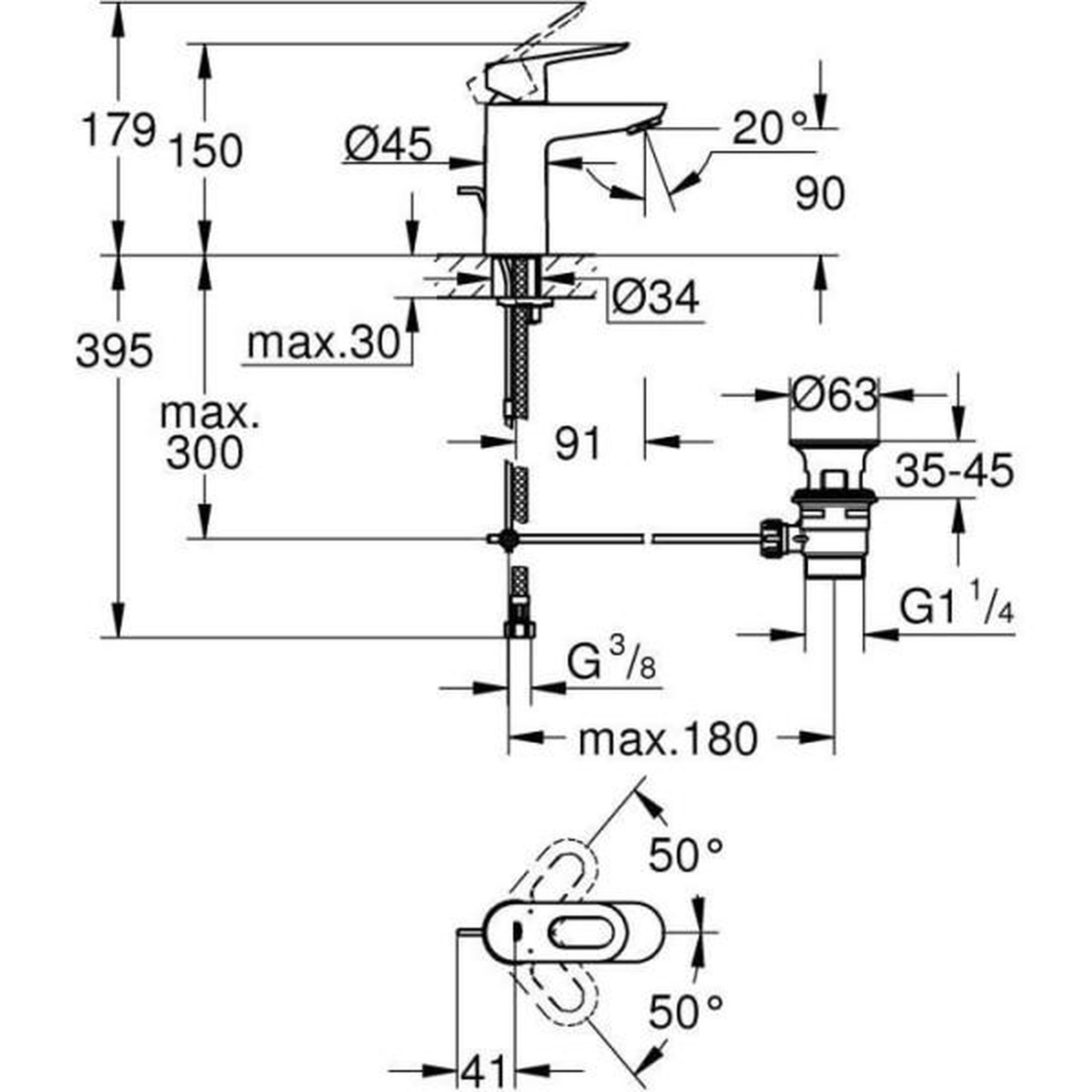 Voir la diapositive 6 : Grohe Mitigeur de lavabo monocommande Bauloop taille S - GROHE - 23335000