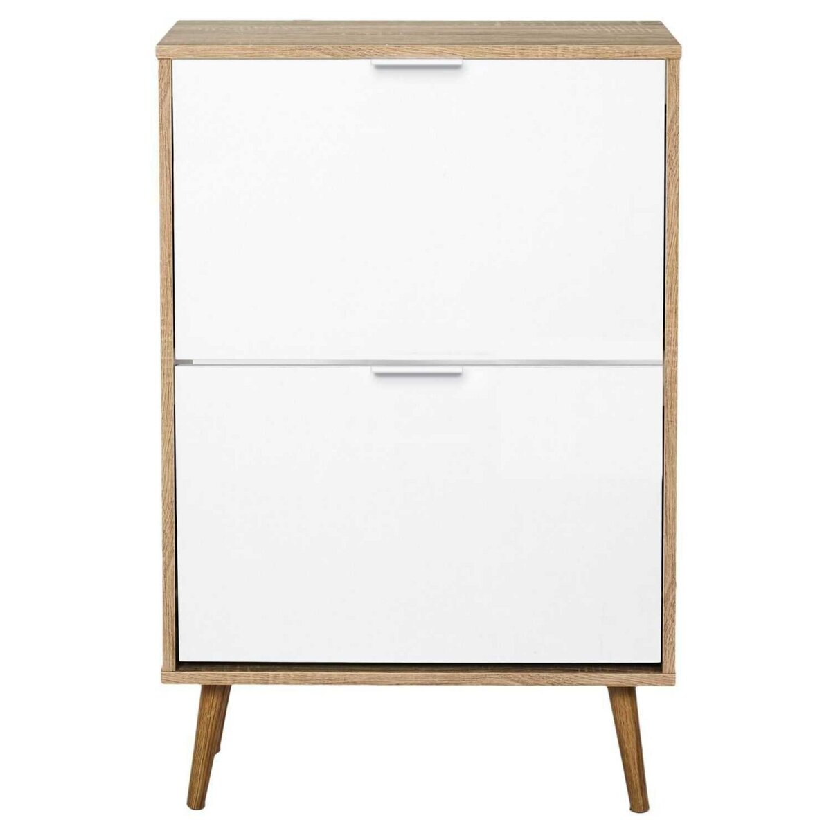 TOILINUX Meuble à chaussures avec 2 portes - Blanc et Bois