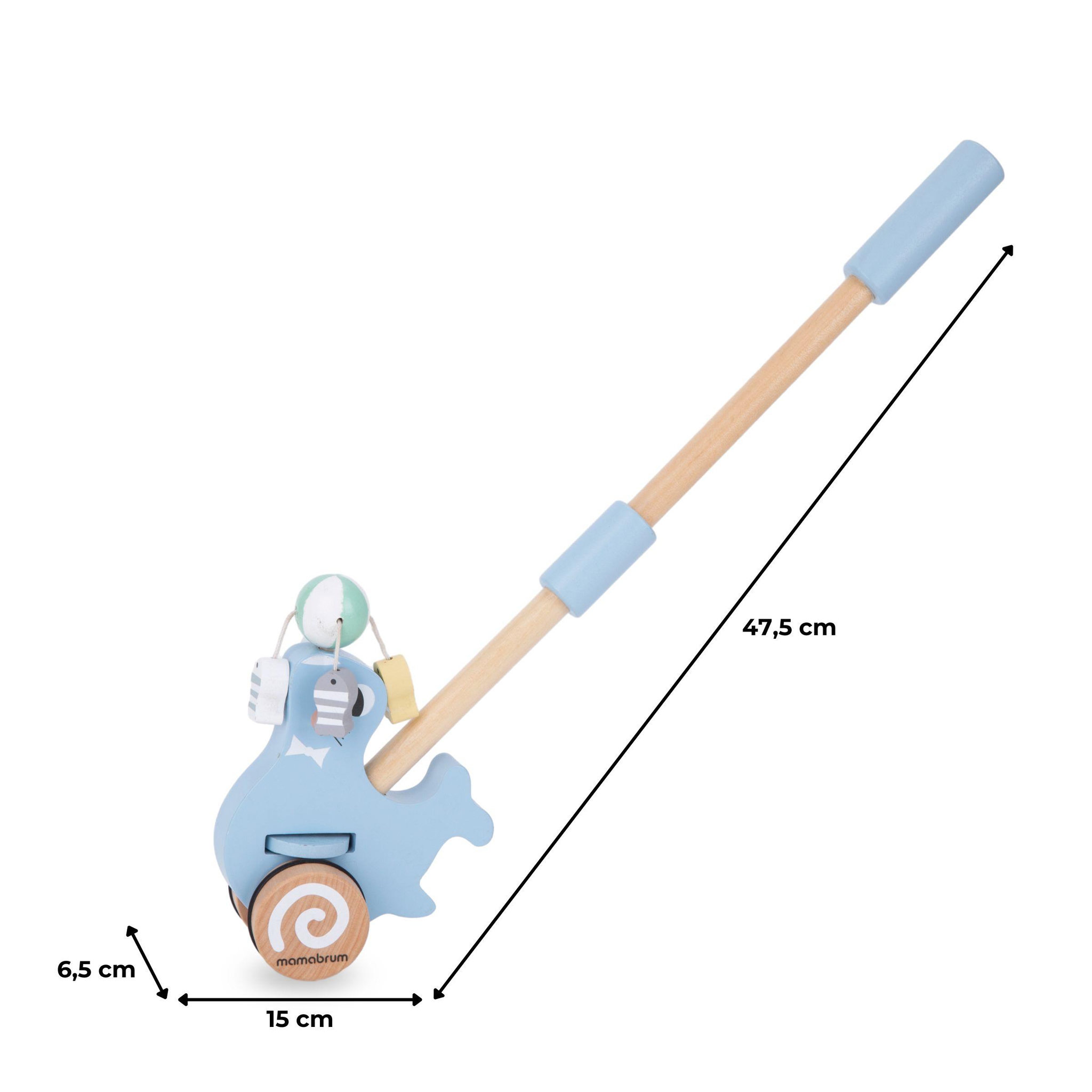 Voir la diapositive 3 : MAMABRUM Phoque a Pousser en Bois Enfant Mamabrum, Jouet avec Poussoir, Trotteur avec Balle Rotative 18M+