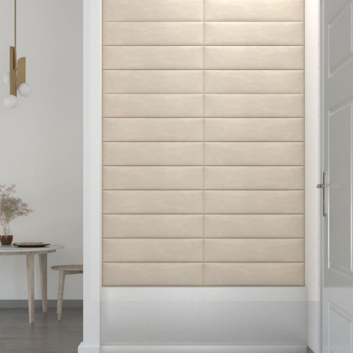 VIDAXL Panneaux muraux 12 pcs Creme 60x15 cm Velours 1,08 m²