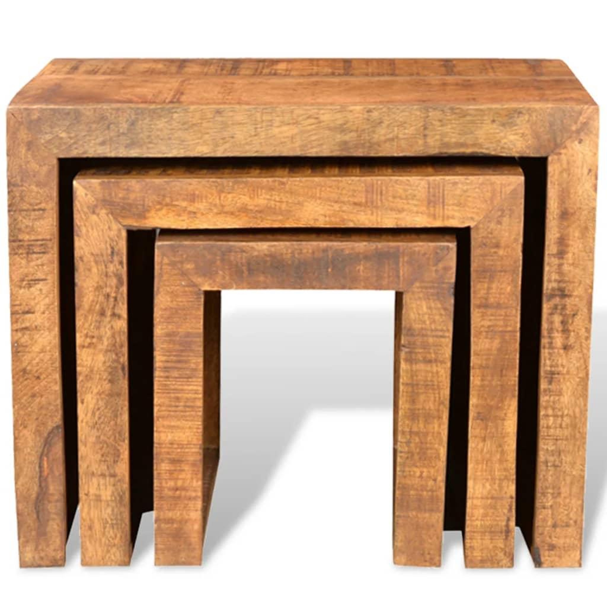 Voir la diapositive 2 : VIDAXL Table gigogne 3 pcs Bois massif de manguier