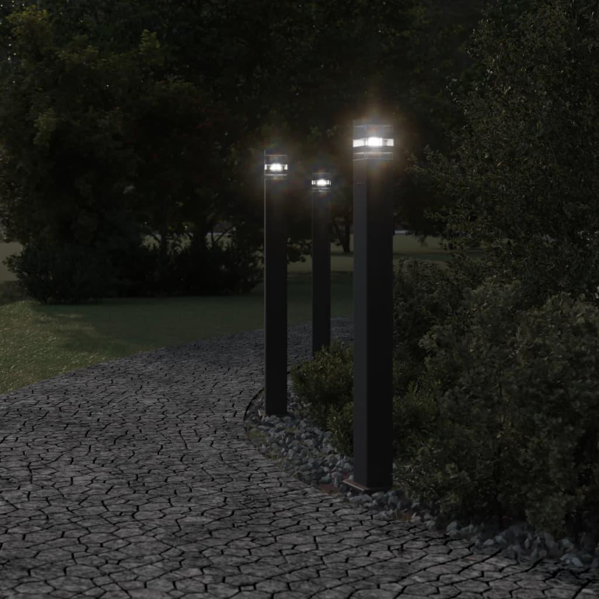 Voir la diapositive 3 : VIDAXL Lampadaire d'exterieur avec sortie noir 110 cm aluminium