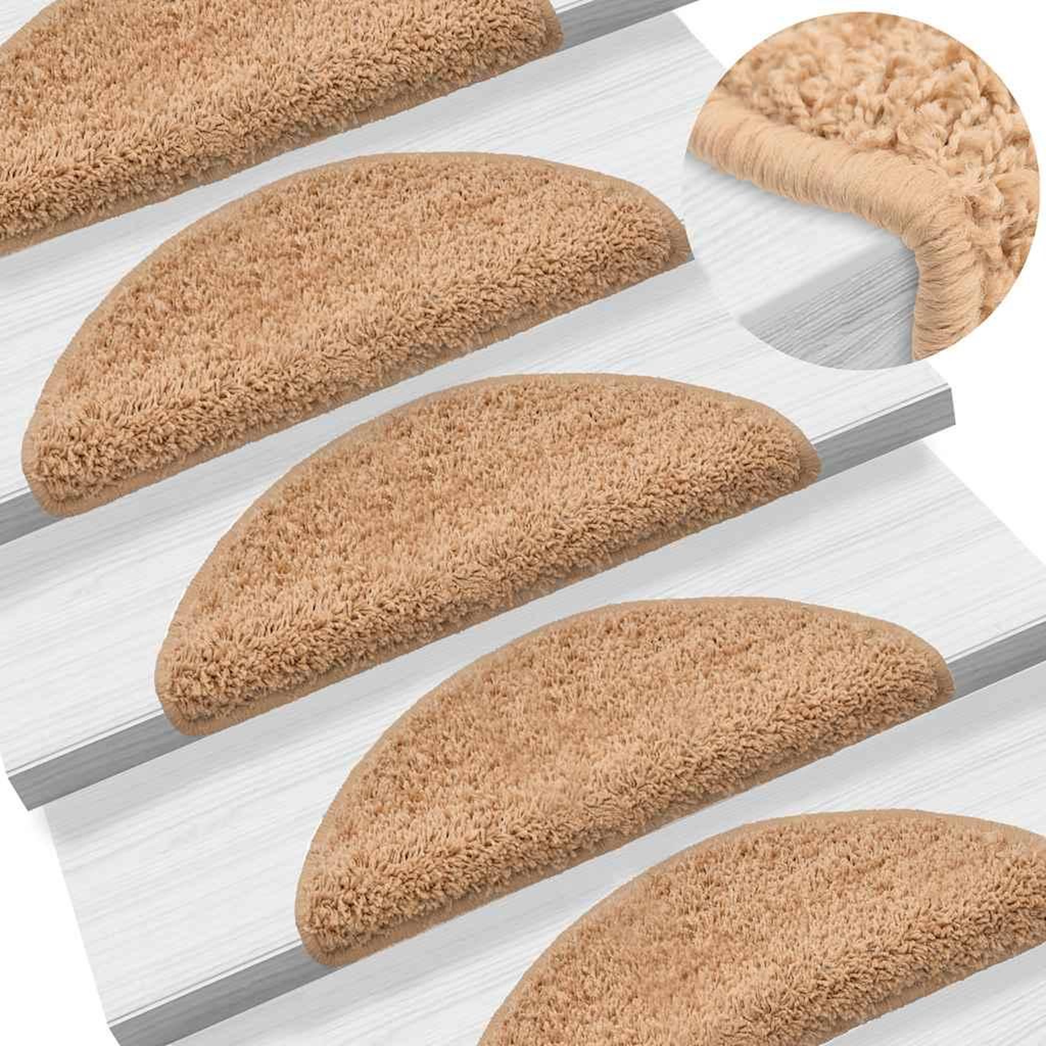 Voir la diapositive 5 : VIDAXL Tapis d'escalier 30 pcs beige 56x17x3 cm