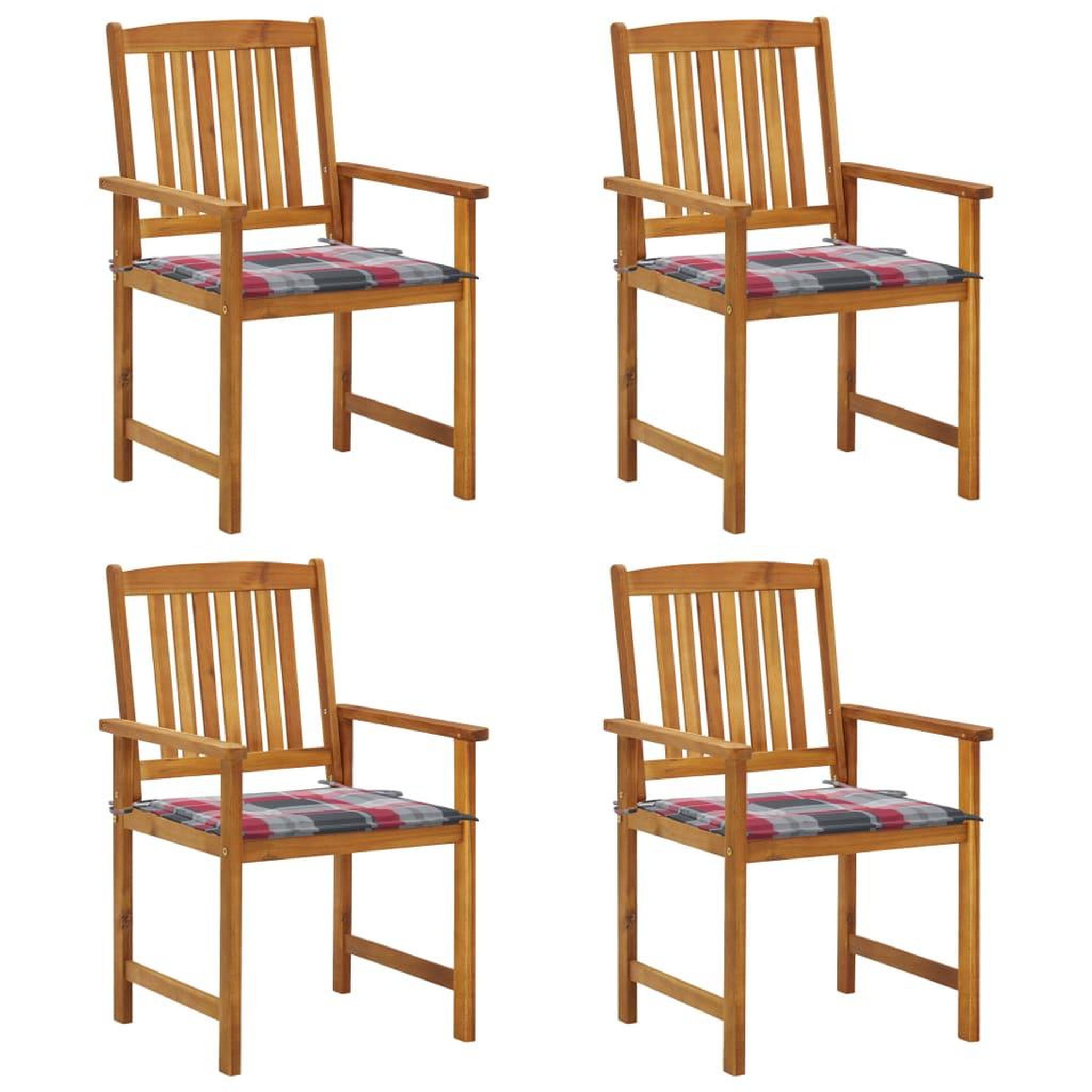 Voir la diapositive 1 : VIDAXL Chaises de jardin avec coussins lot de 4 Bois d'acacia massif