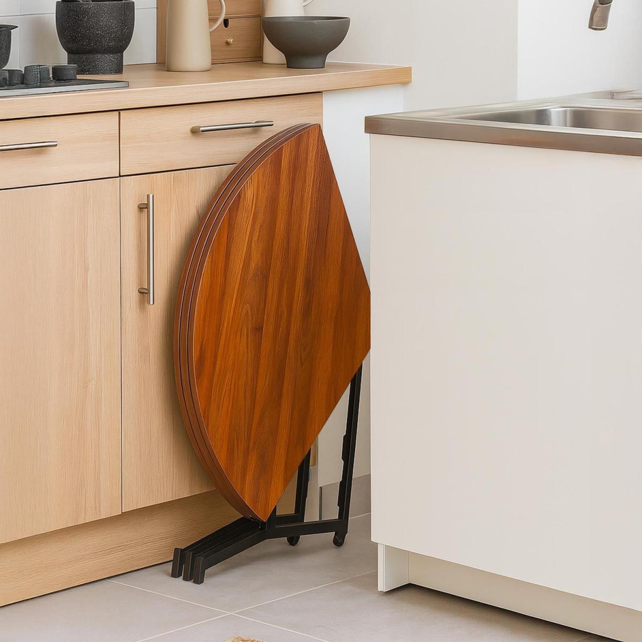 Voir la diapositive 4 : Paris Prix Table ronde pliable  colio  120cm noisette