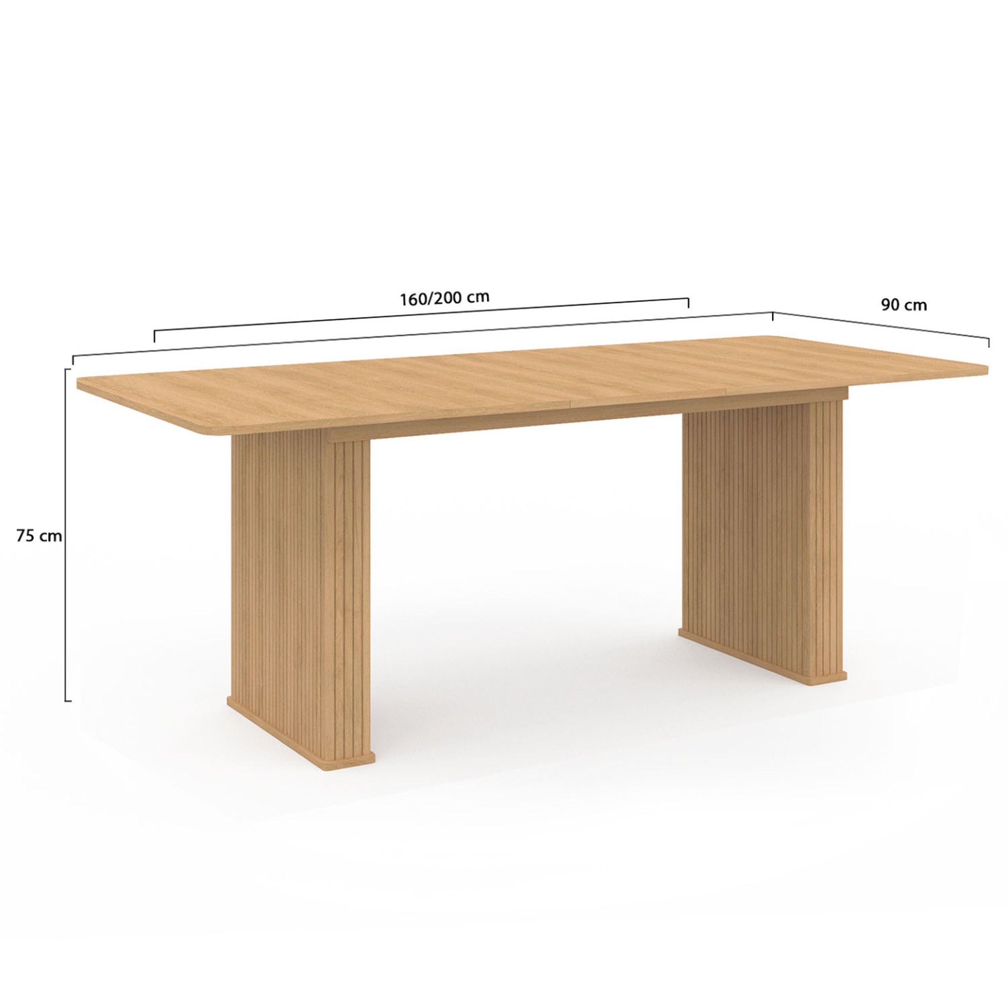 Voir la diapositive 5 : ID MARKET Table à manger extensible rectangle juliette 6-10 personnes pieds lattes tasseau bois coloris chêne 160-200cm