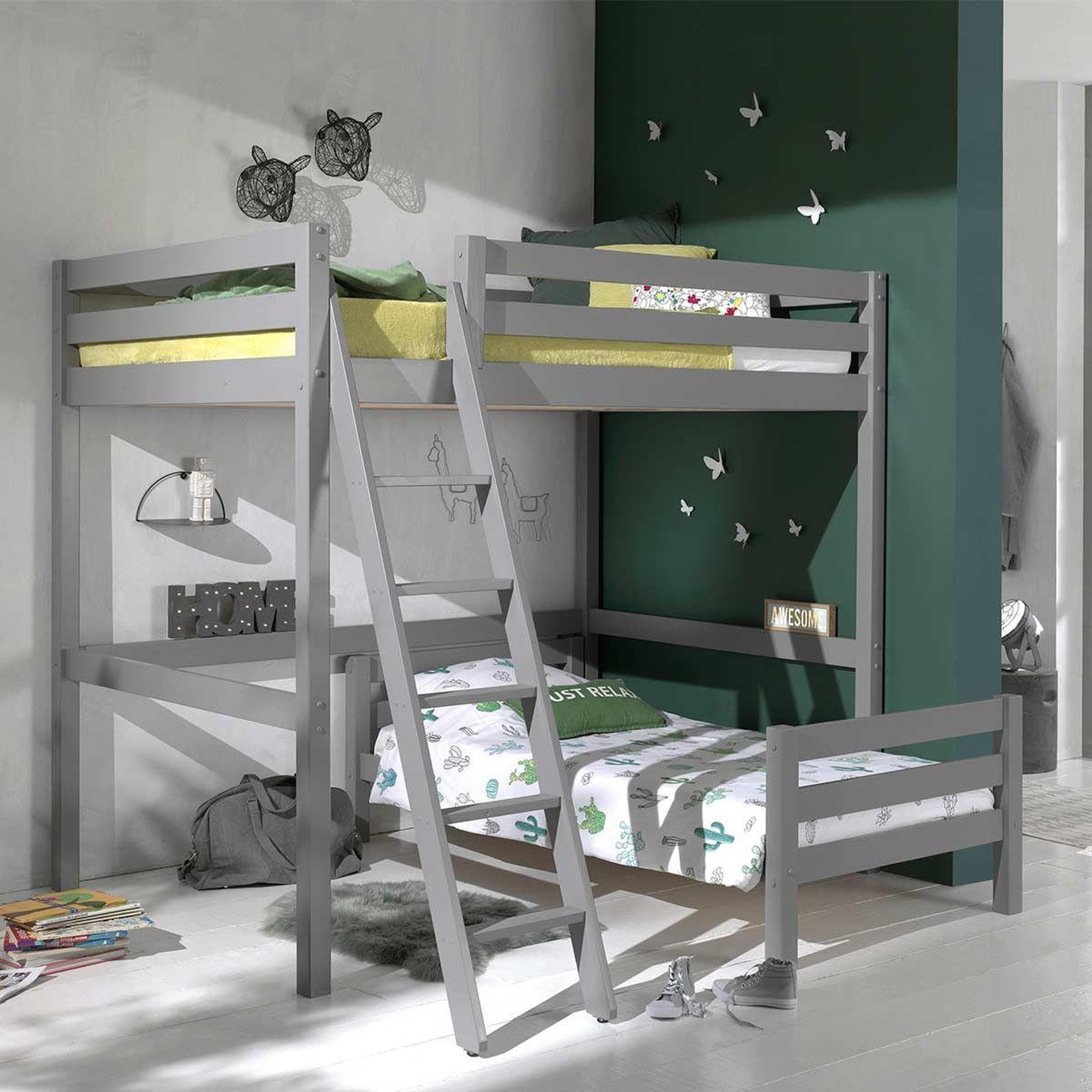 Voir la diapositive 1 : Paris Prix Pack - lit mezzanine enfant & lit simple  pino  gris