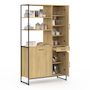 Voir la diapositive 4 : ID MARKET Buffet de cuisine avec colonne de rangement 100 CM DETROIT 3 portes + tiroir design industriel