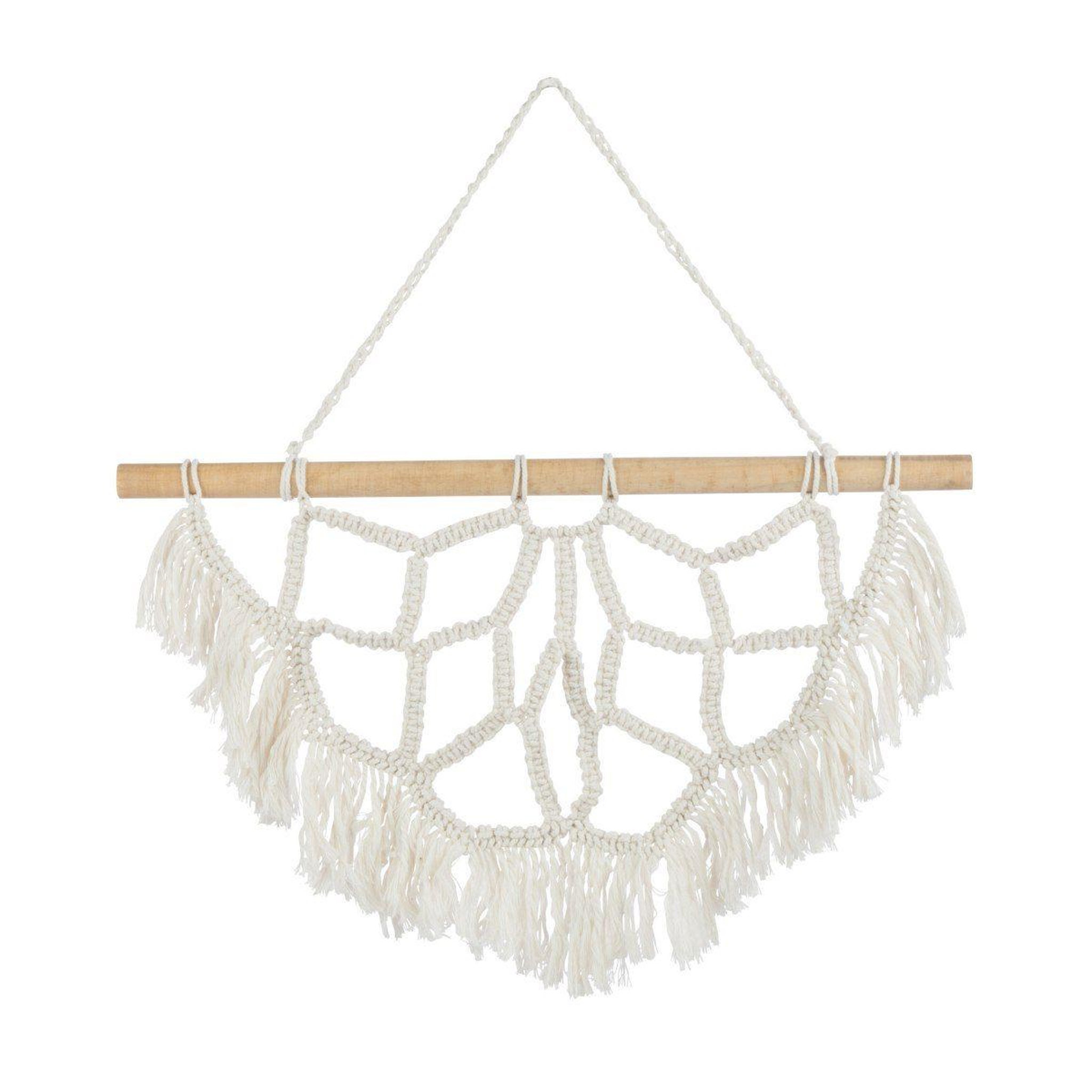 J-LINE Déco murale à suspendre  demi mandala  60cm blanc