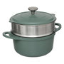 Voir la diapositive 1 : FIVE Cocotte Avec Panier Vapeur  Kirk  24cm Vert Olive