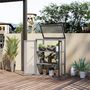 Voir la diapositive 2 : OUTSUNNY Mini serre de jardin 3 niveaux dim. 76L x 47l x 110H cm double porte toit ouvrant bois sapin lasuré gris polycarbonate