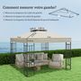 Voir la diapositive 3 : OUTSUNNY Toile de rechange barnum tonnelle 3 x 3 m - toit double avec œillets drainage - polyester haute densité 370 g/m² beige