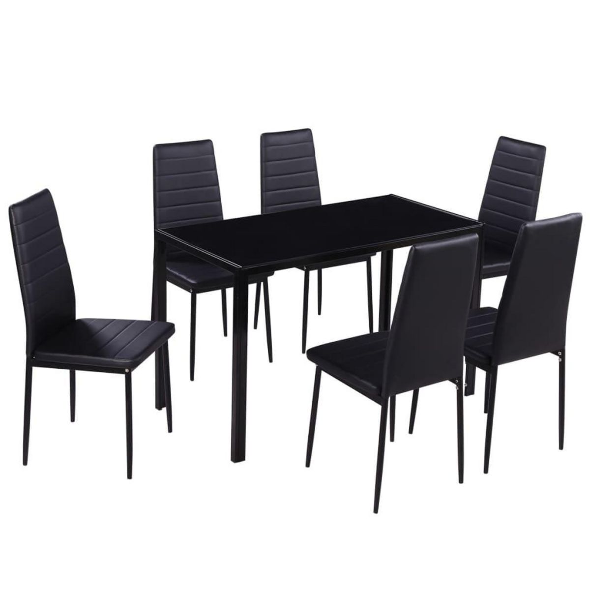 VIDAXL Ensemble de table a manger sept pieces noir